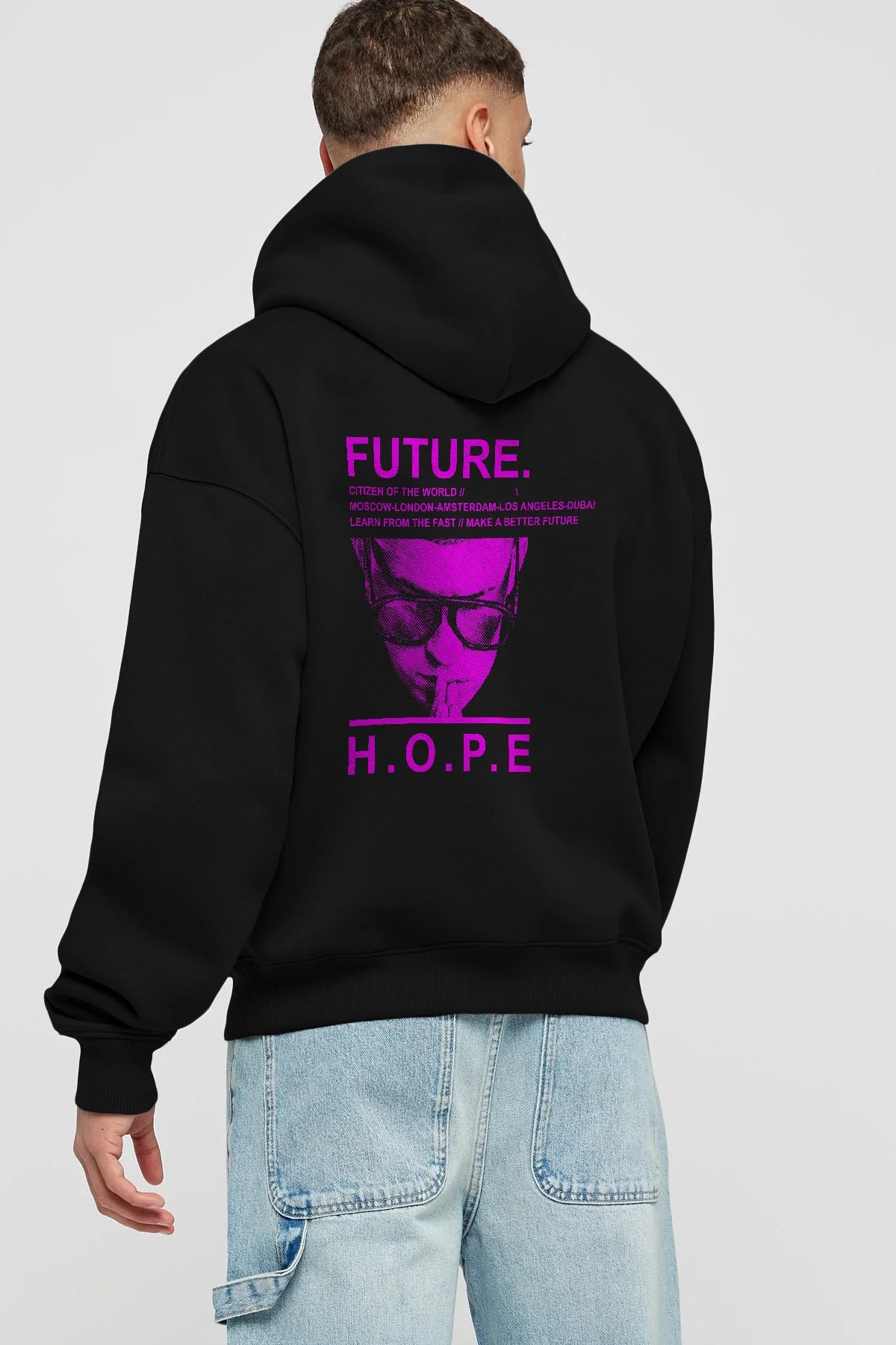 Future Hope Arka Baskılı Hoodie Oversize Kapüşonlu Sweatshirt Erkek Kadın Unisex