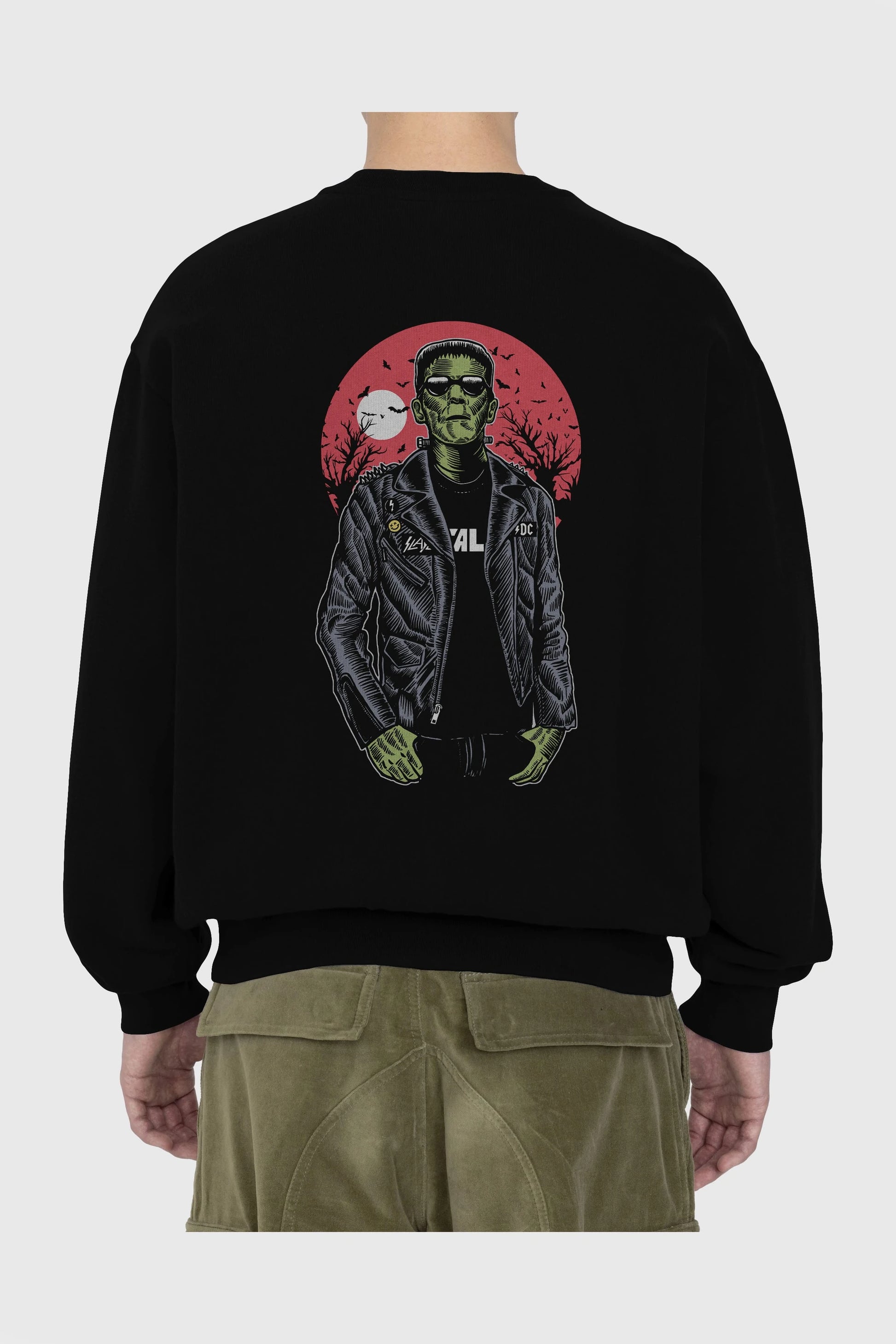 Frank Arka Baskılı Oversize Sweatshirt Erkek Kadın Unisex