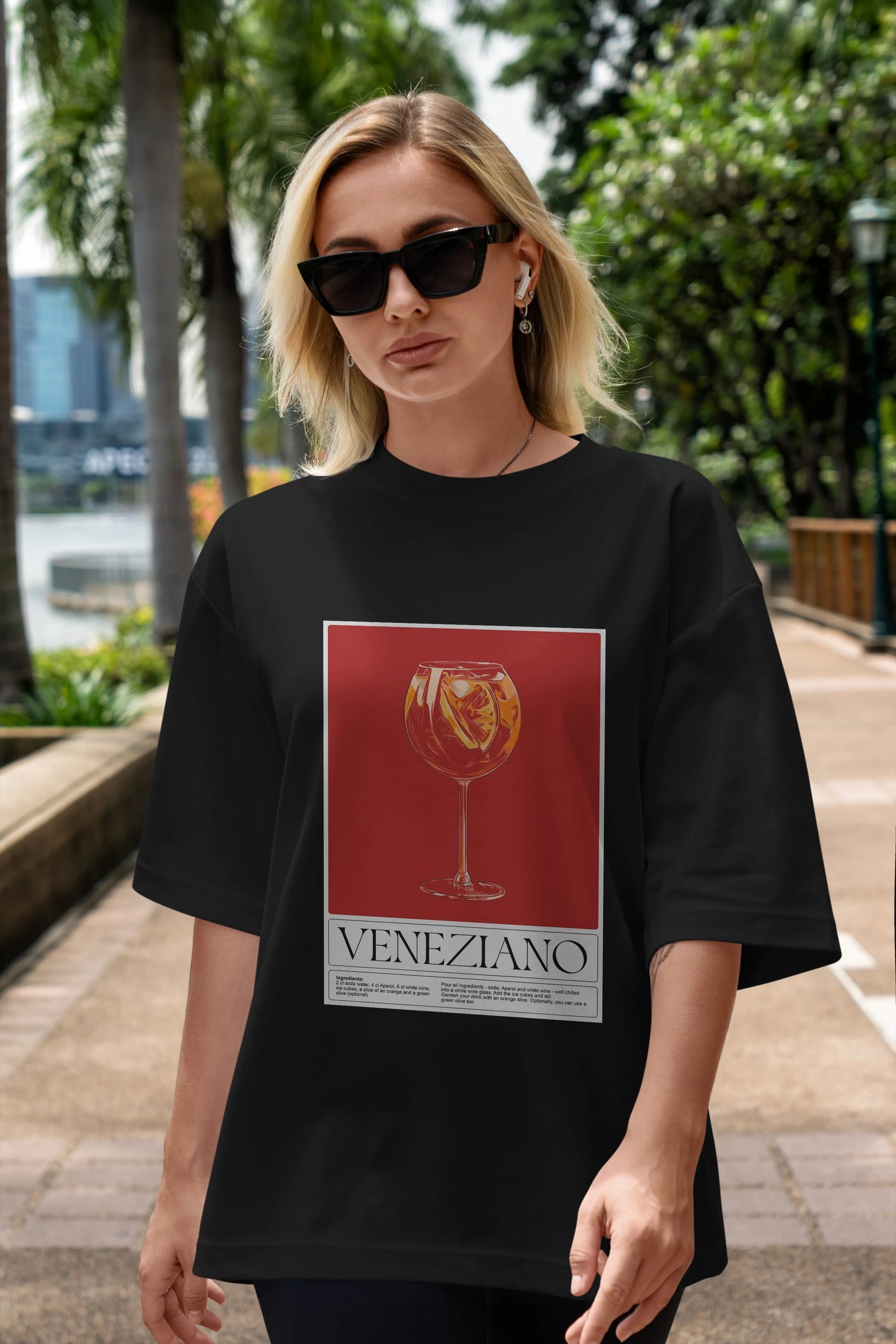Veneziano Ön Baskılı Oversize t-shirt Erkek Kadın Unisex %100 Pamuk Bisiklet Yaka tişort