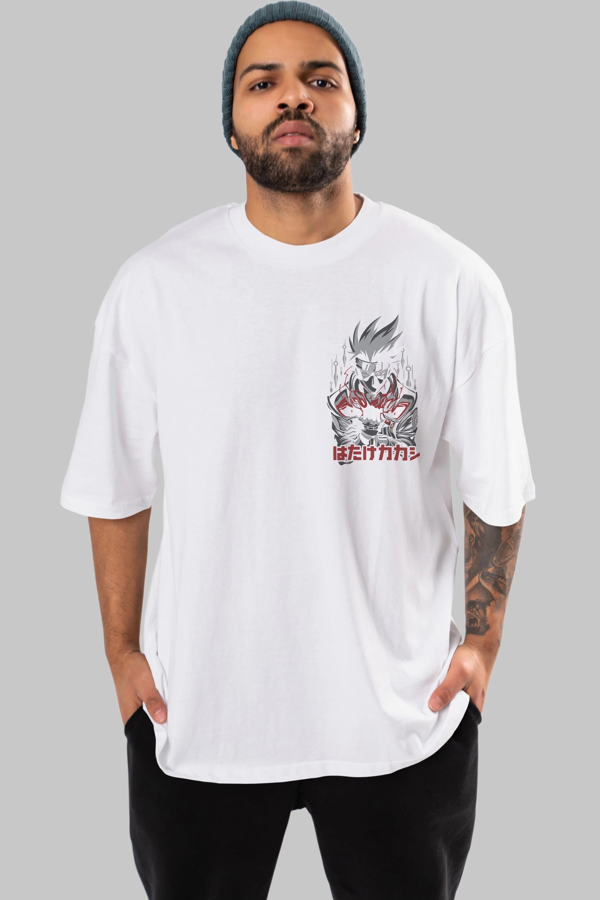 KAKASHI HATAKE NARUTO 1 Ön Sol Baskılı Oversize t-shirt Erkek Kadın Unisex %100 Pamuk Bisiklet Yaka tişort