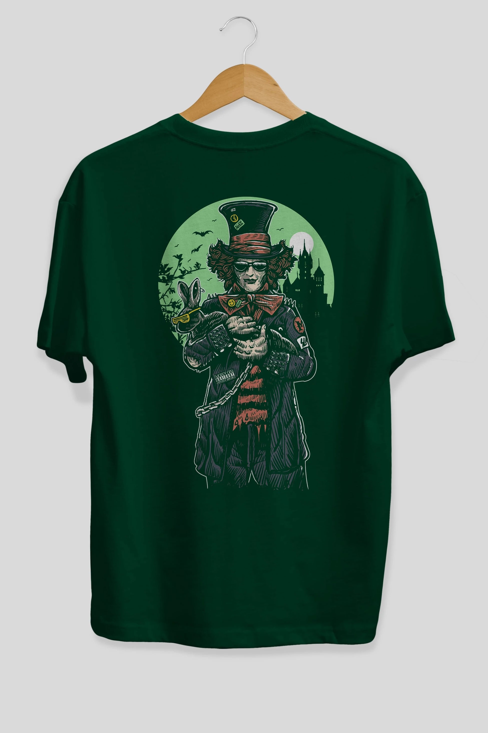 Mad Hatter Arka Baskılı Oversize t-shirt Erkek Kadın Unisex %100 Pamuk