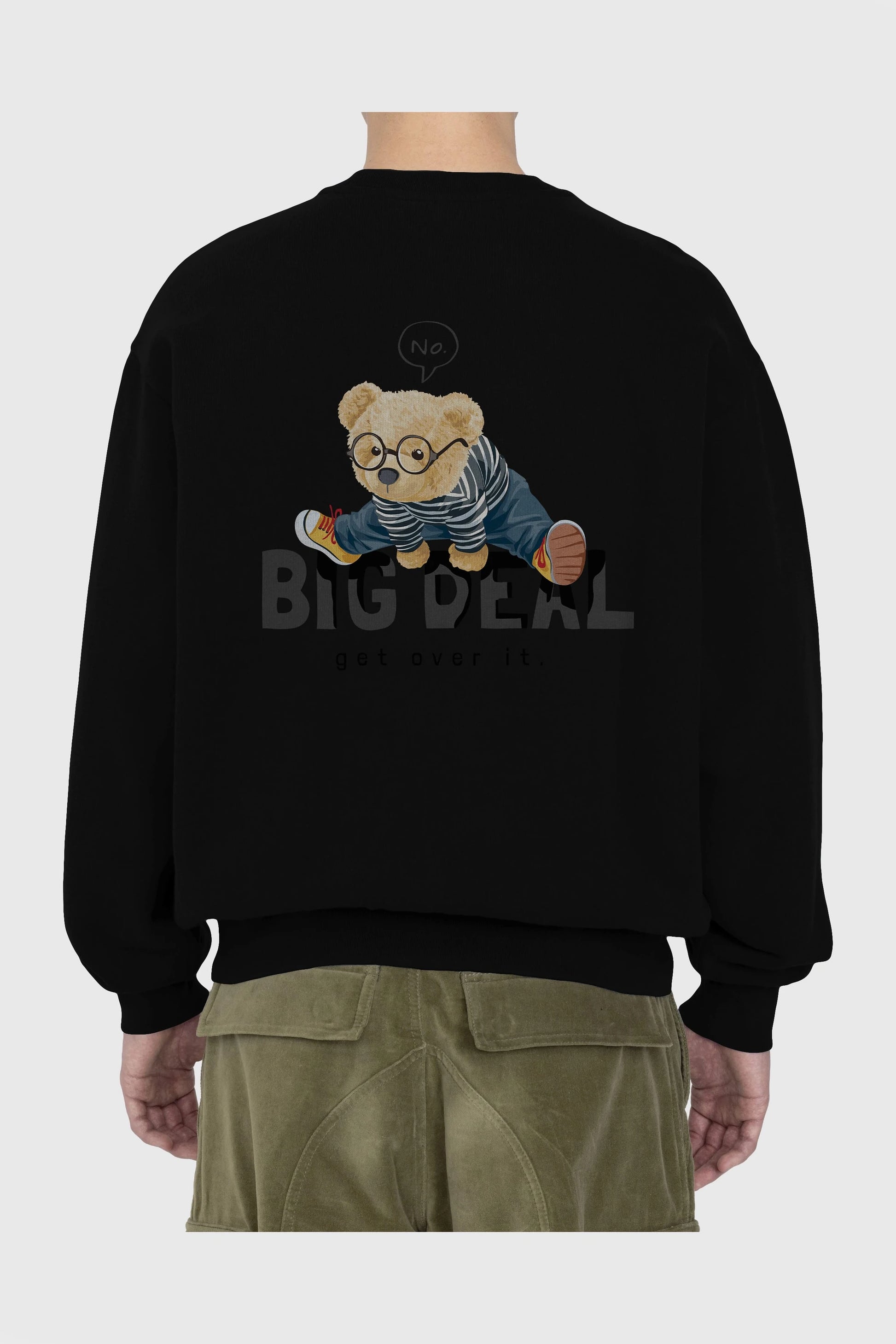 Teddy Bear Big Deal Arka Baskılı Oversize Sweatshirt Erkek Kadın Unisex