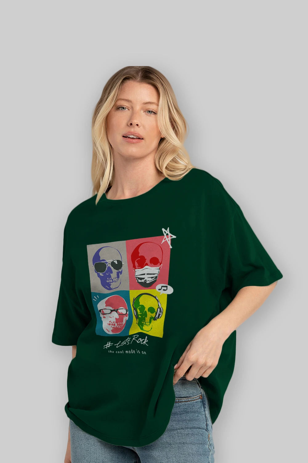 Lets Rock Ön Baskılı Oversize t-shirt Erkek Kadın Unisex
