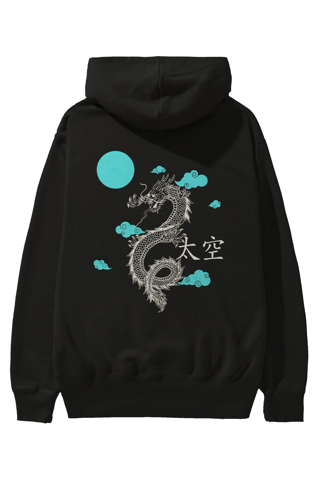 Chinese Dragon Arka Baskılı Oversize Hoodie Kapüşonlu Sweatshirt Erkek Kadın Unisex