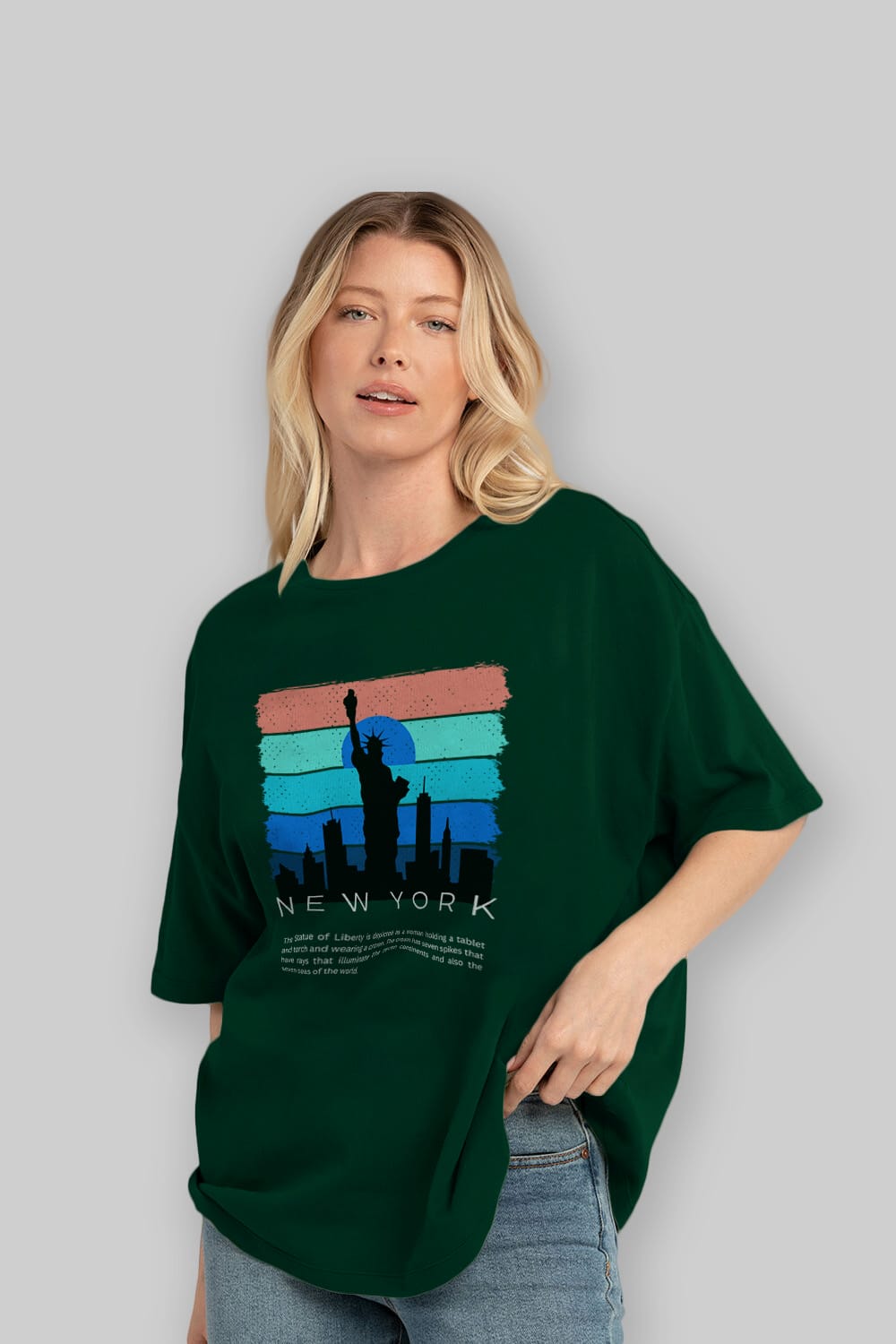 New York Yazılı Ön Baskılı Oversize t-shirt Erkek Kadın Unisex