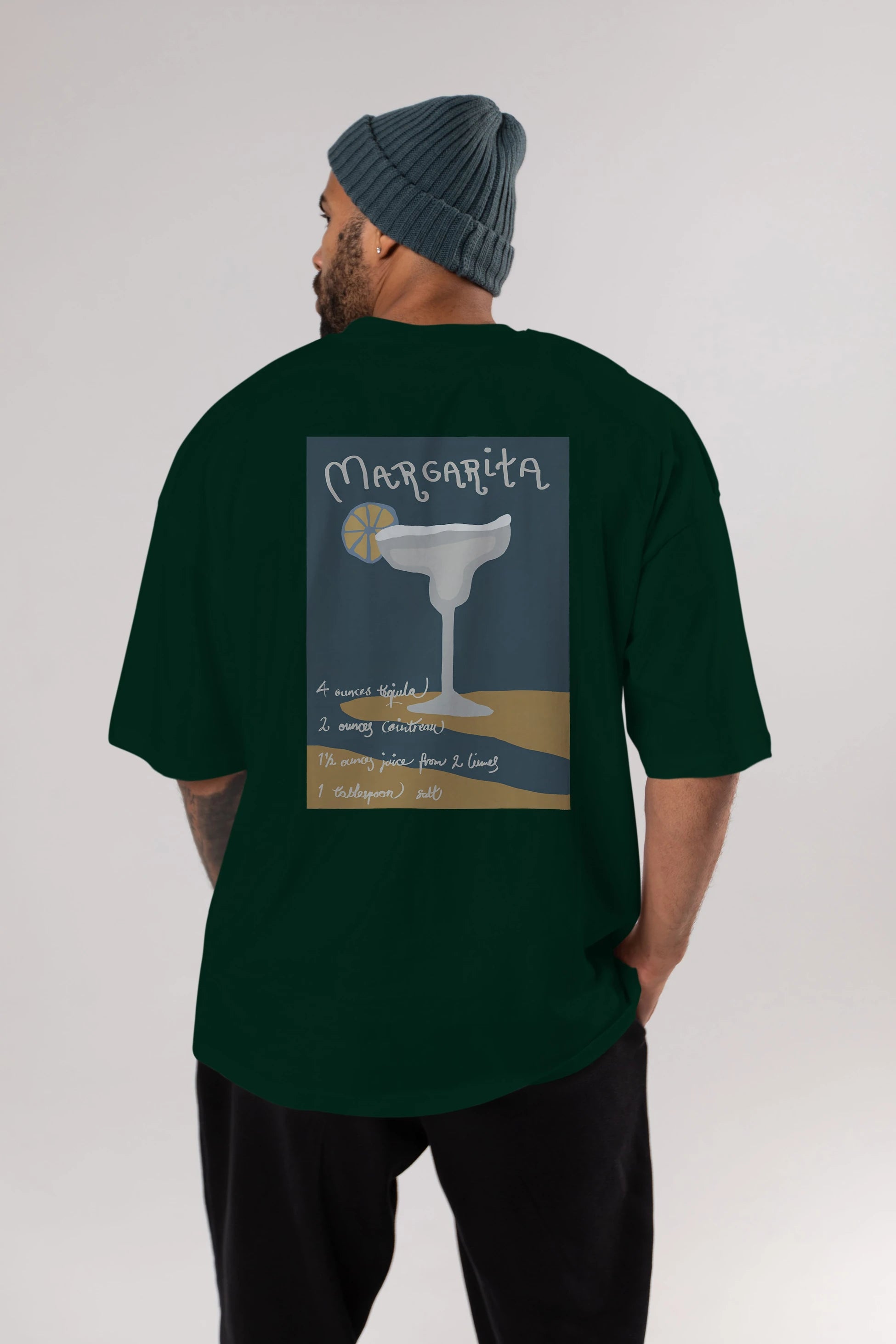 Margarita 2 Arka Baskılı Oversize t-shirt Erkek Kadın Unisex %100 Pamuk Bisiklet Yaka tişort