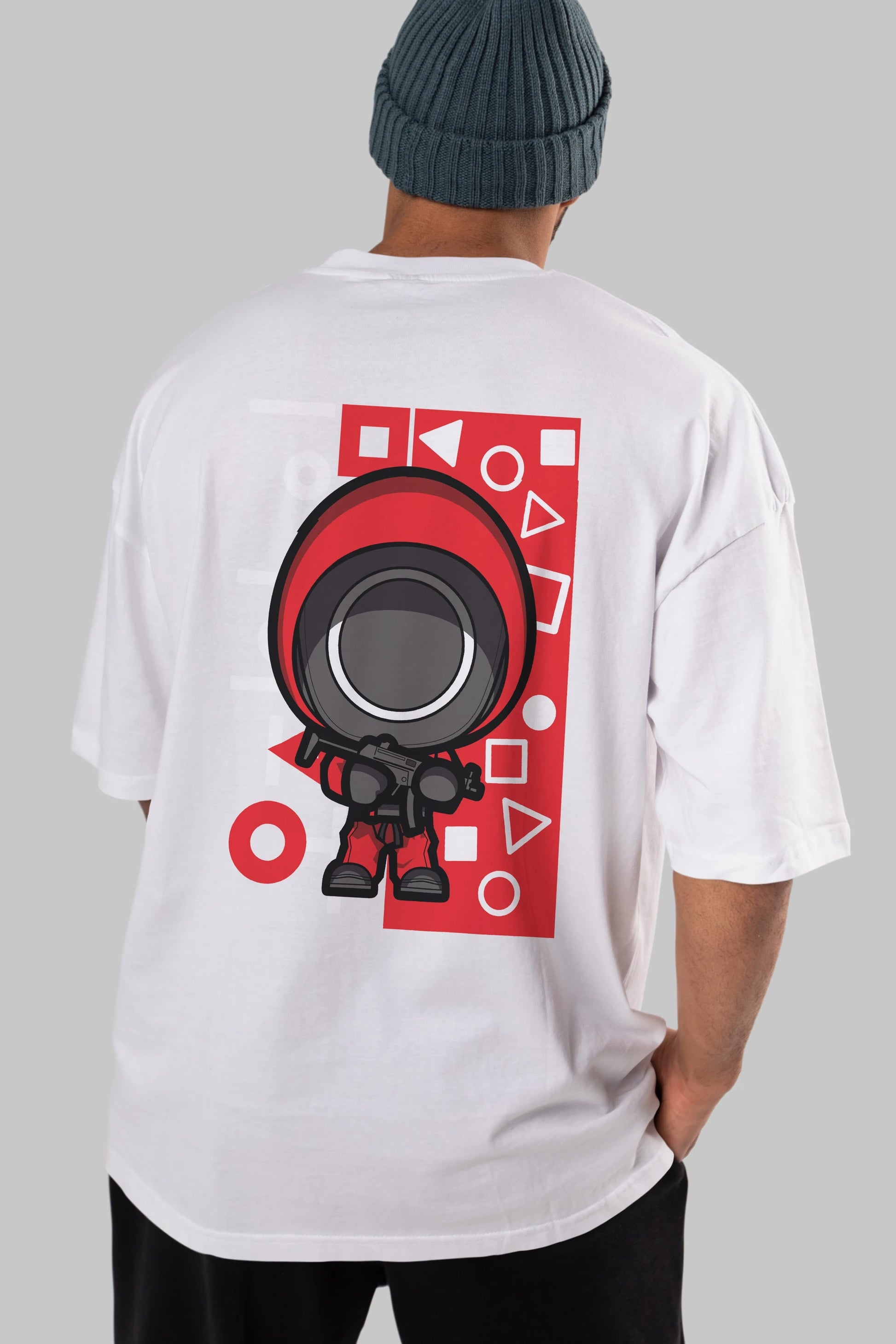 Squid Game (4) Arka Baskılı Oversize t-shirt Erkek Kadın Unisex %100 Pamuk Bisiklet Yaka tişort