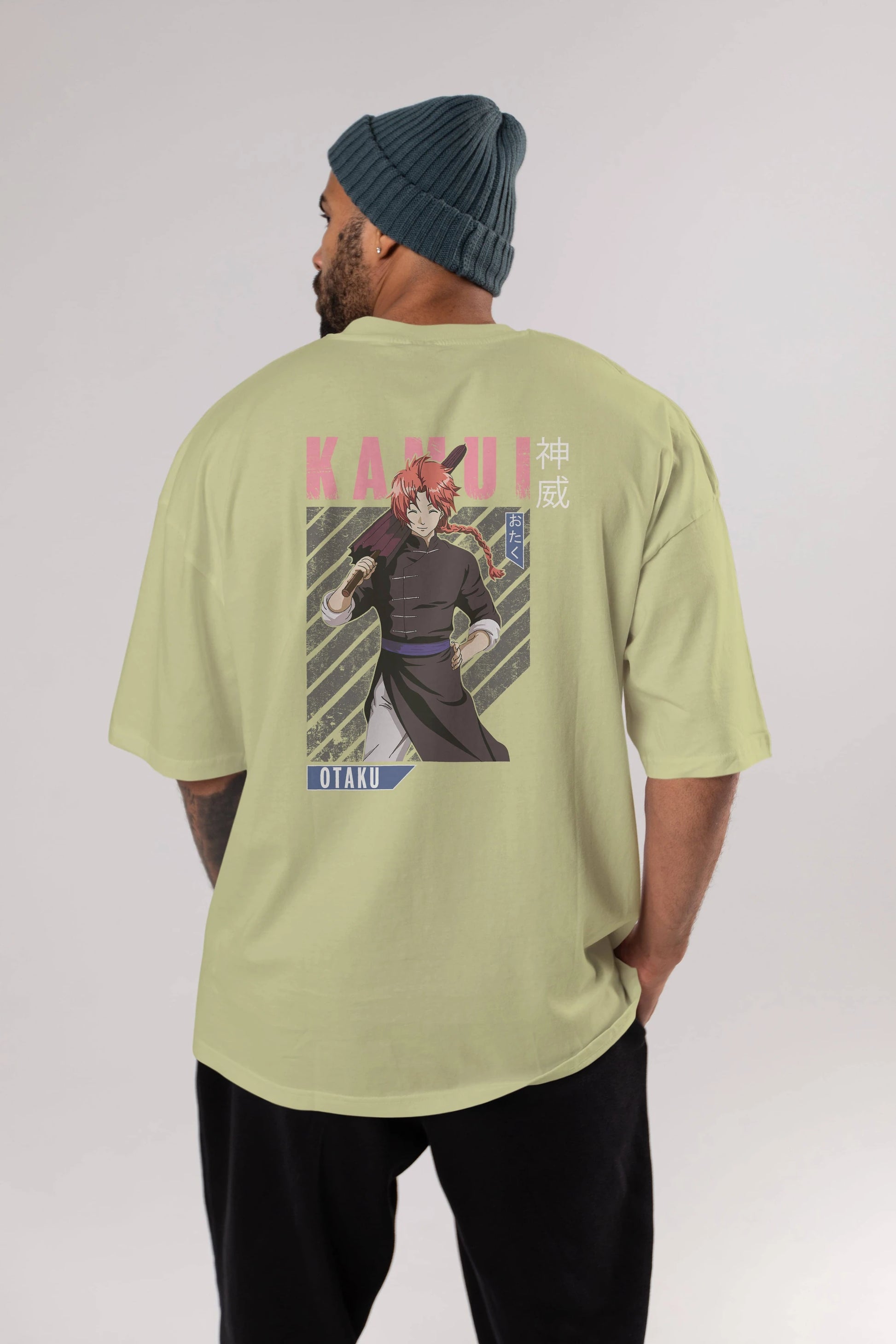 Kamui GINTAMA 1 Anime Arka Baskılı Oversize t-shirt Erkek Kadın Unisex