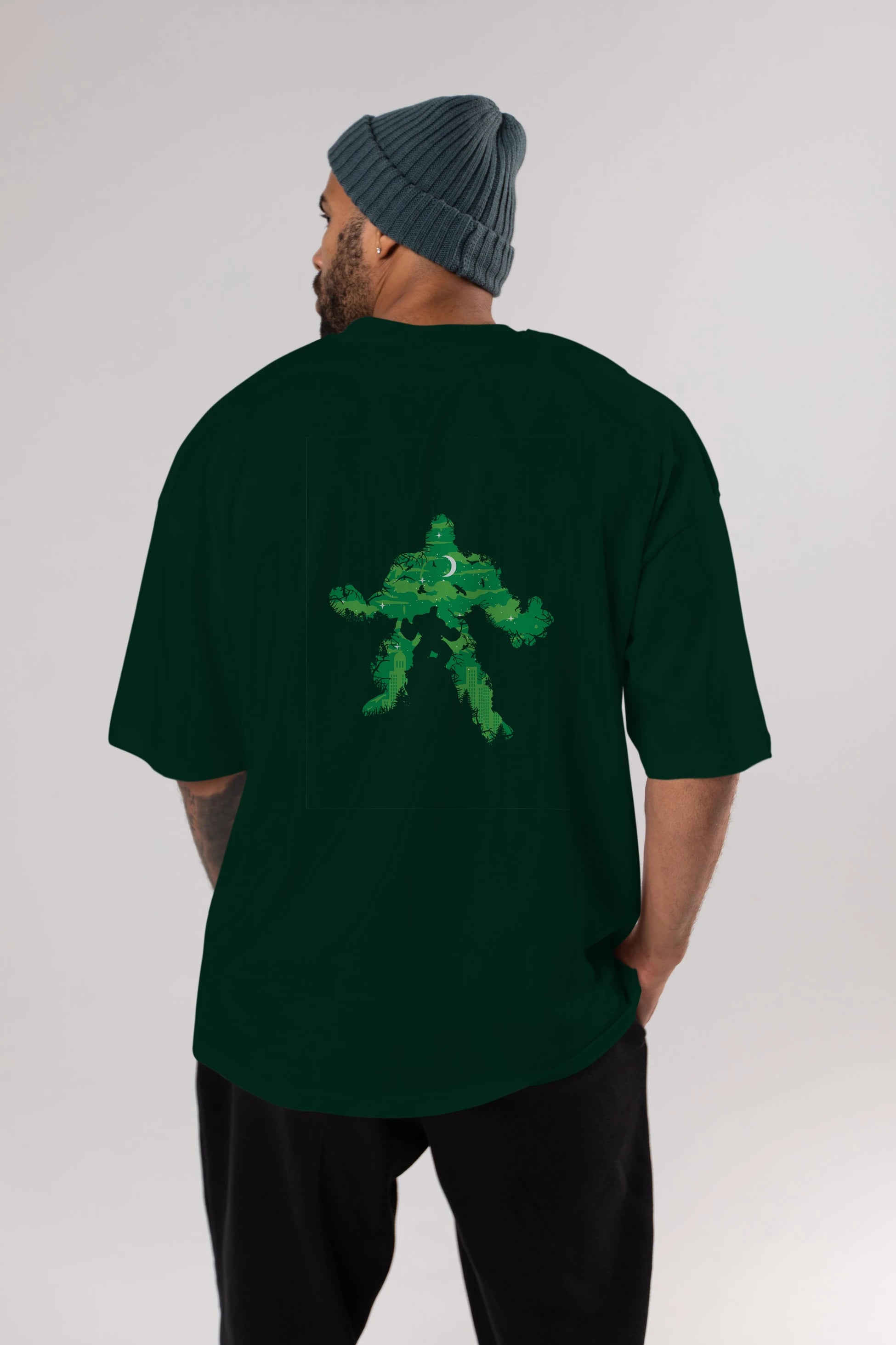 Green Monster Arka Baskılı Oversize t-shirt %100 pamuk Erkek Kadın Unisex