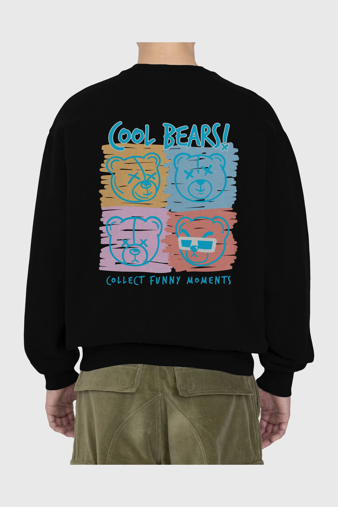 Cool Bears Arka Baskılı Oversize Sweatshirt Erkek Kadın Unisex