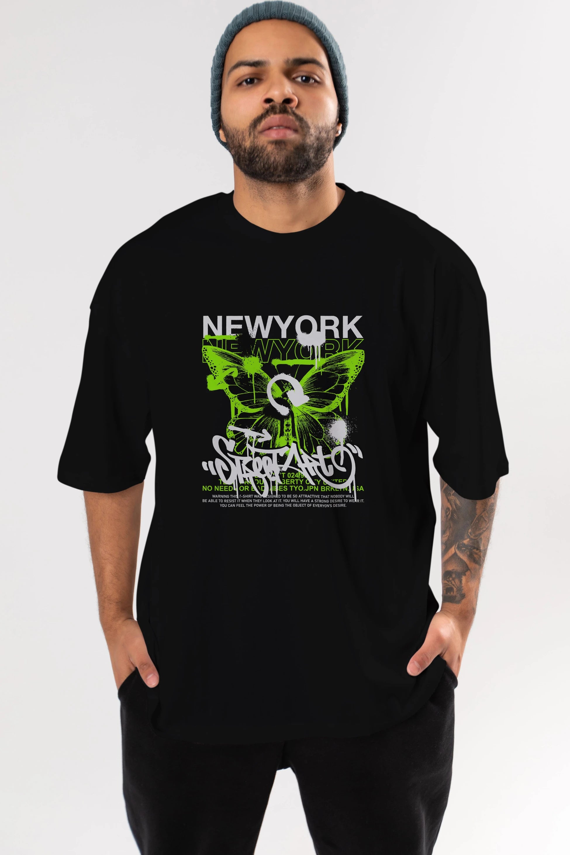 New York Street Style Ön Baskılı Oversize t-shirt Erkek Kadın Unisex