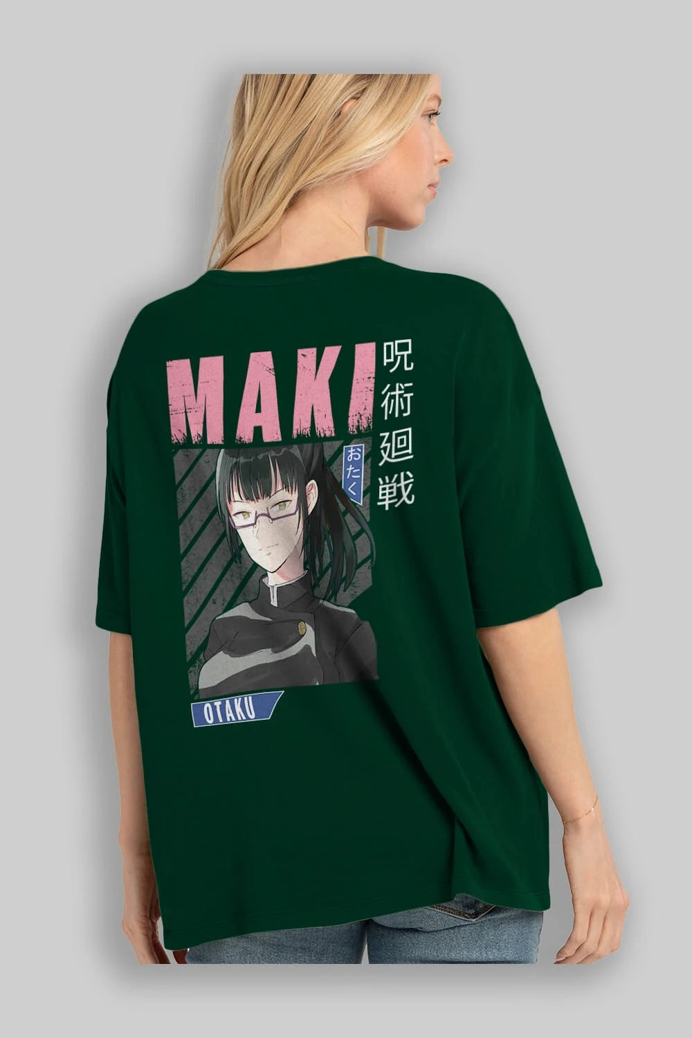 Maki Zenin CHAINSAWMAN 1 Anime Arka Baskılı Oversize t-shirt Erkek Kadın Unisex