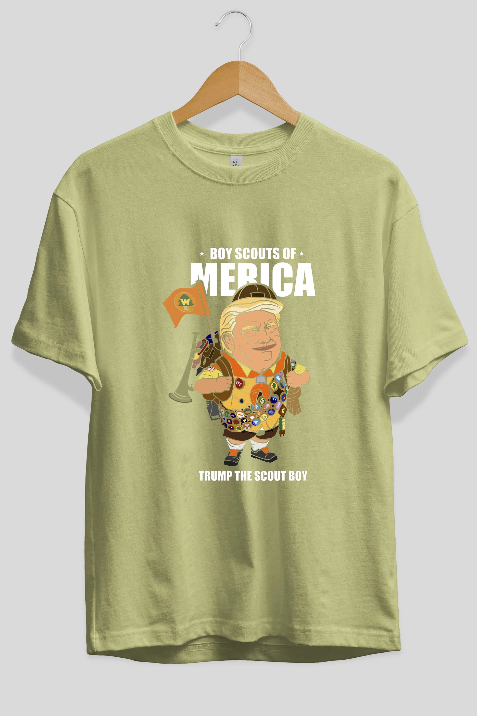 Trump Scout Boy Ön Baskılı Oversize t-shirt Erkek Kadın Unisex %100 Pamuk tişort