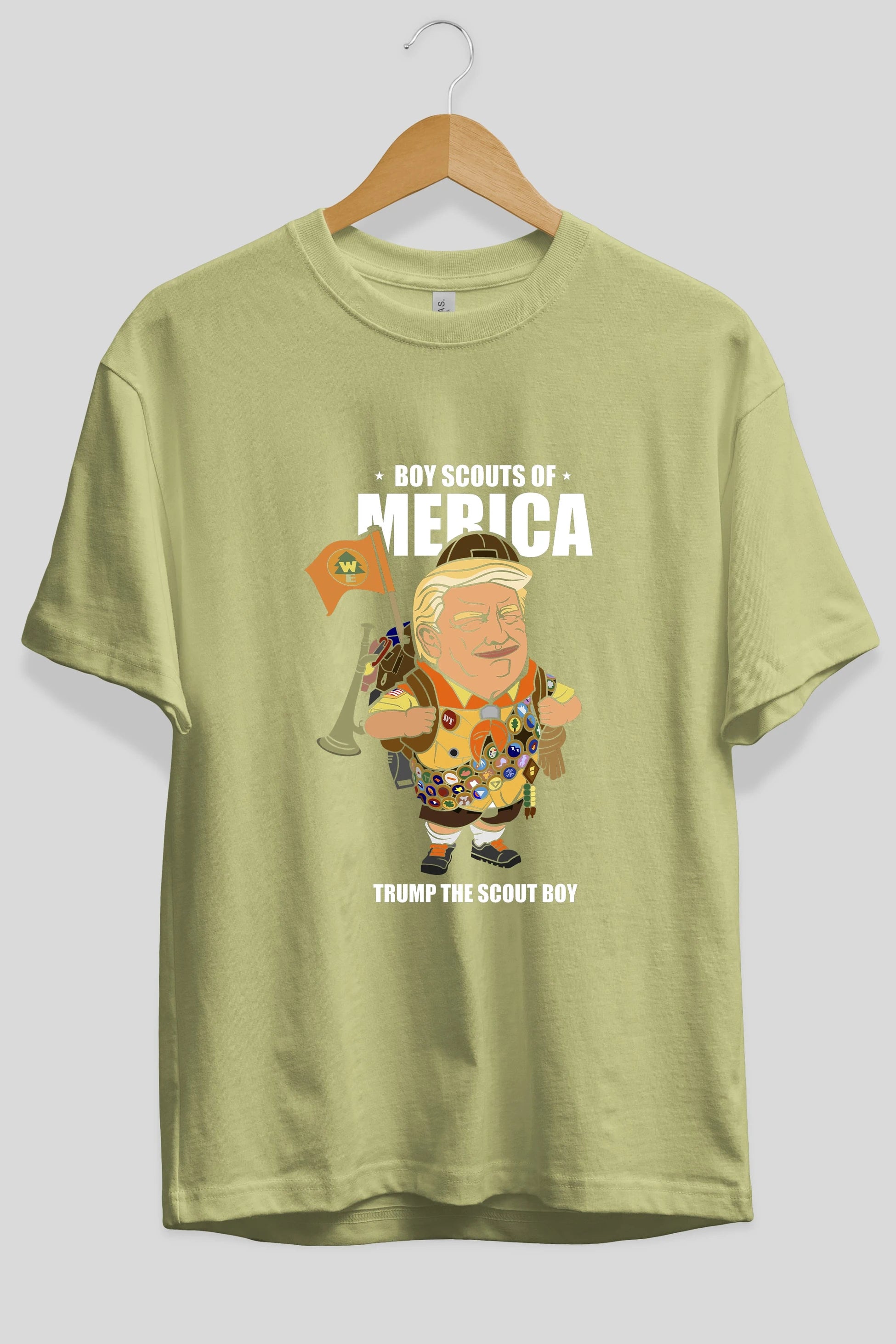 Trump Scout Boy Ön Baskılı Oversize t-shirt Erkek Kadın Unisex %100 Pamuk tişort