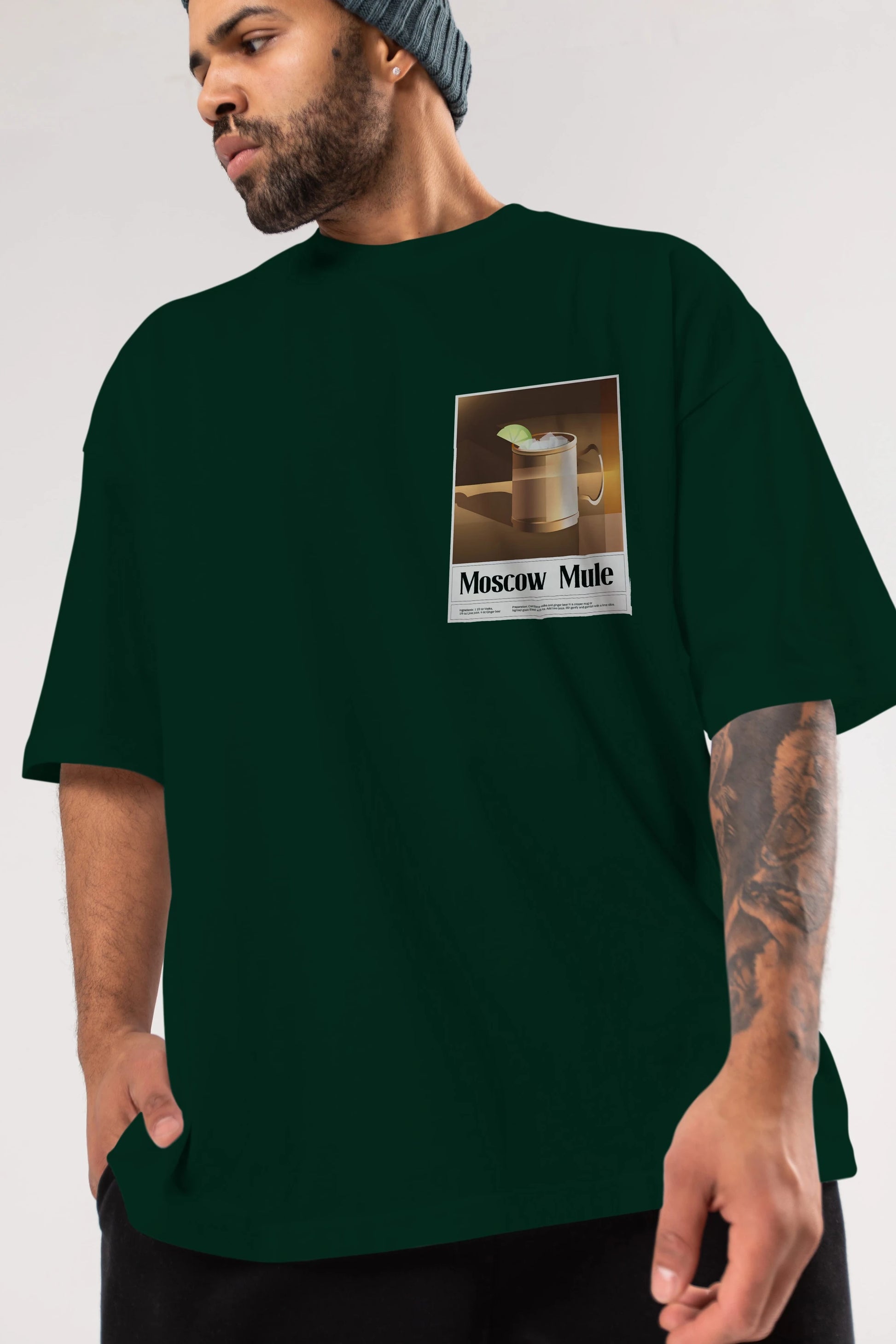 Moscow Mule 3 Ön Sol Baskılı Oversize t-shirt Erkek Kadın Unisex %100 Pamuk Bisiklet Yaka tişort