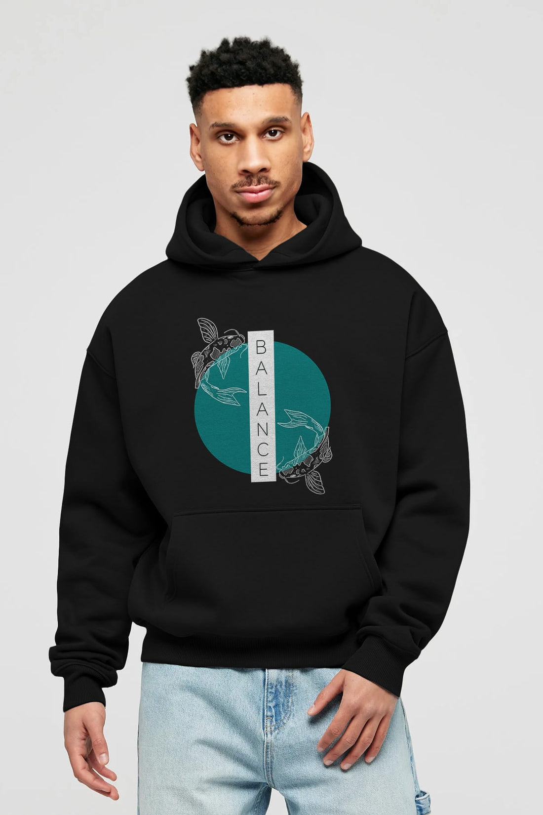 Balance 2 Yazılı Ön Baskılı Oversize Hoodie Kapüşonlu Sweatshirt Erkek Kadın Unisex