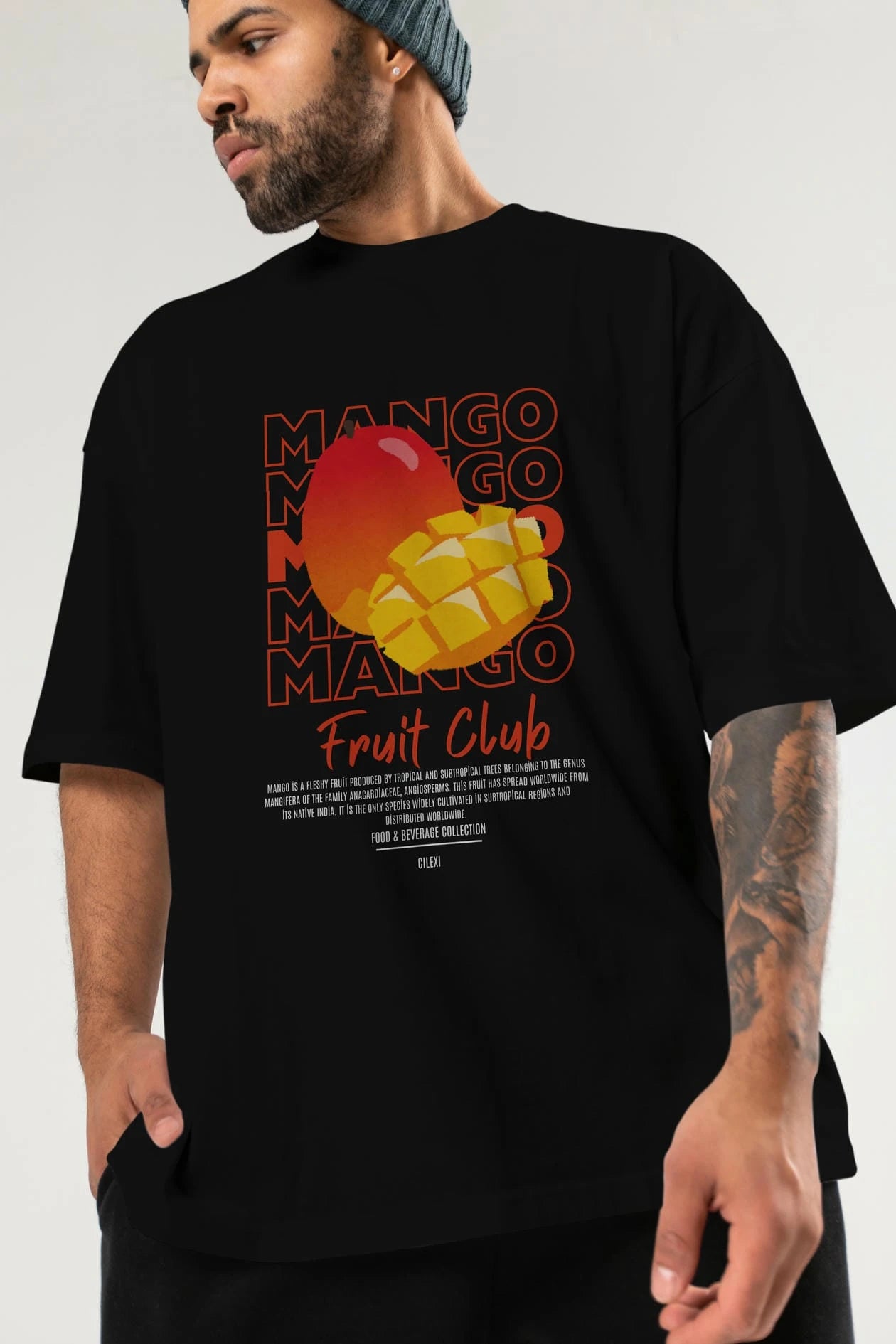 Mango Ön Baskılı Oversize t-shirt Erkek Kadın Pamuk Bisiklet Yaka tişort