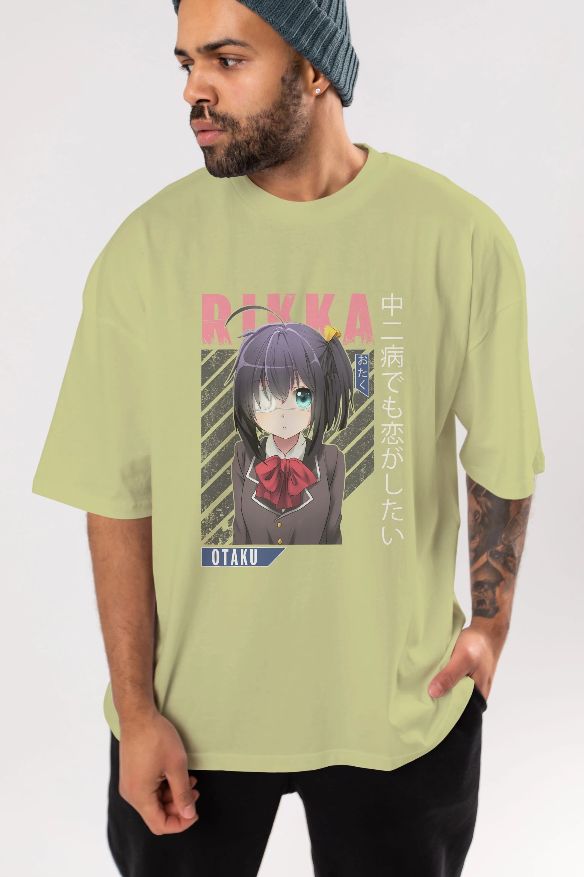 Rikka Takanashi 9 Anime Ön Baskılı Oversize t-shirt %100 pamuk Erkek Kadın Unisex