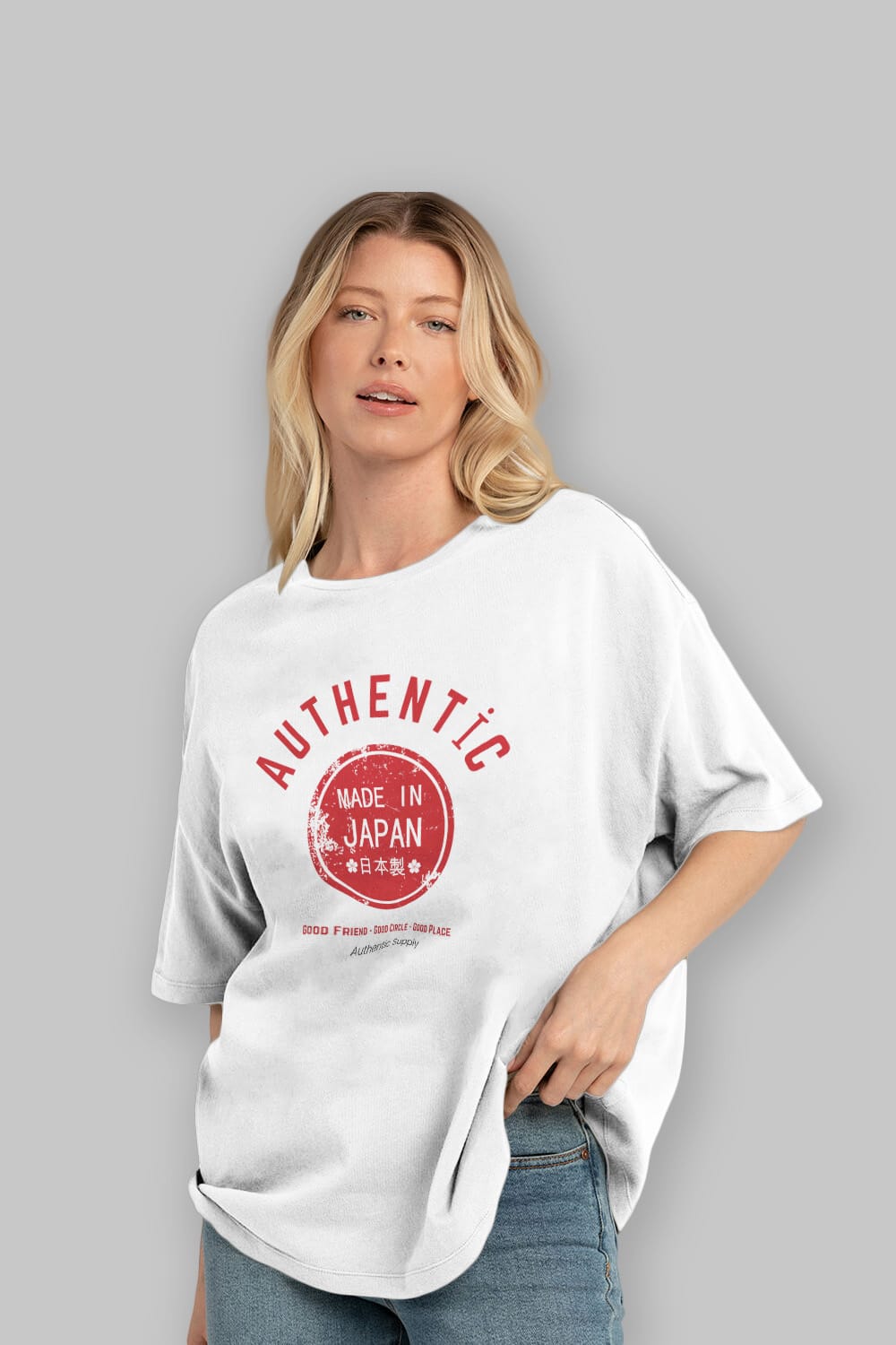 Authentic Japan Style Ön Baskılı Oversize t-shirt Erkek Kadın Unisex