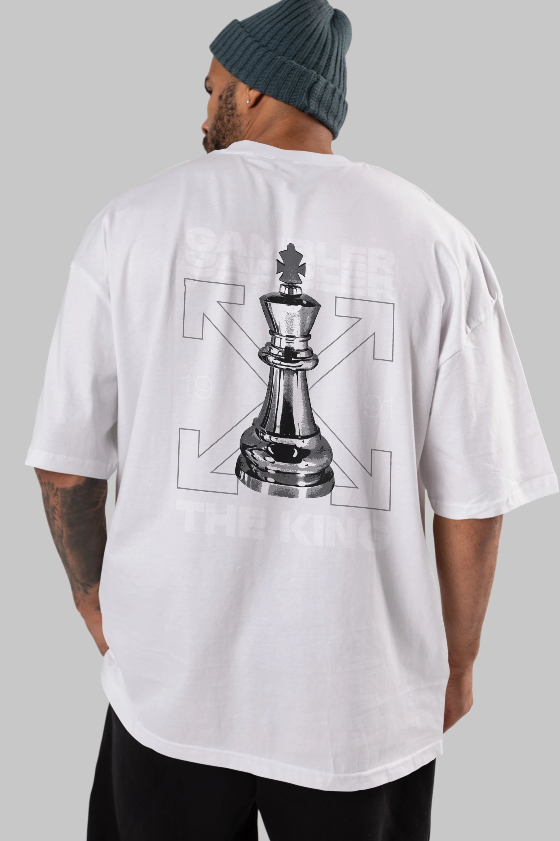 Gambler The King Arka Baskılı Oversize t-shirt Erkek Kadın Unisex