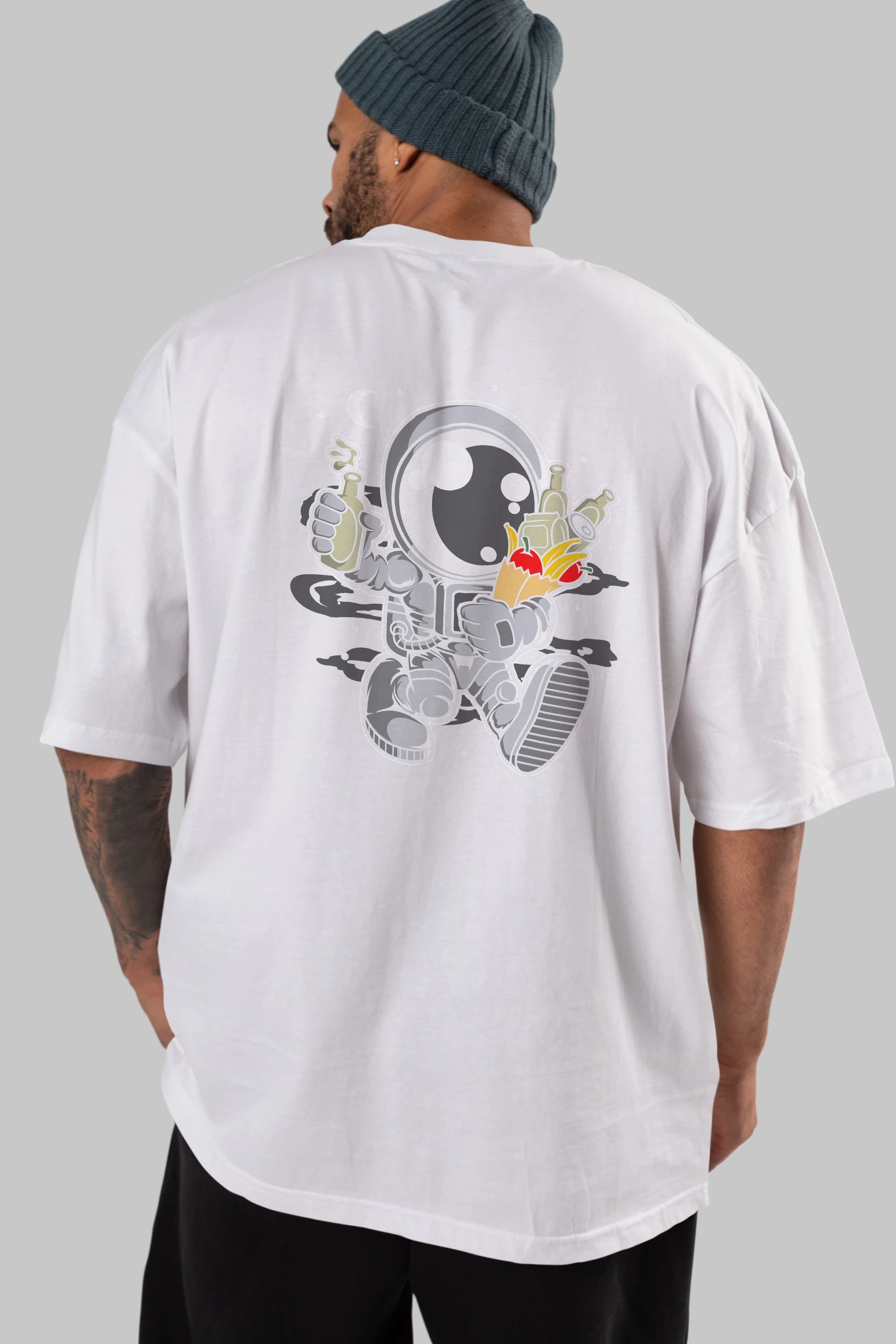 Astronaut Grochery Arka Baskılı Oversize t-shirt Erkek Kadın Unisex