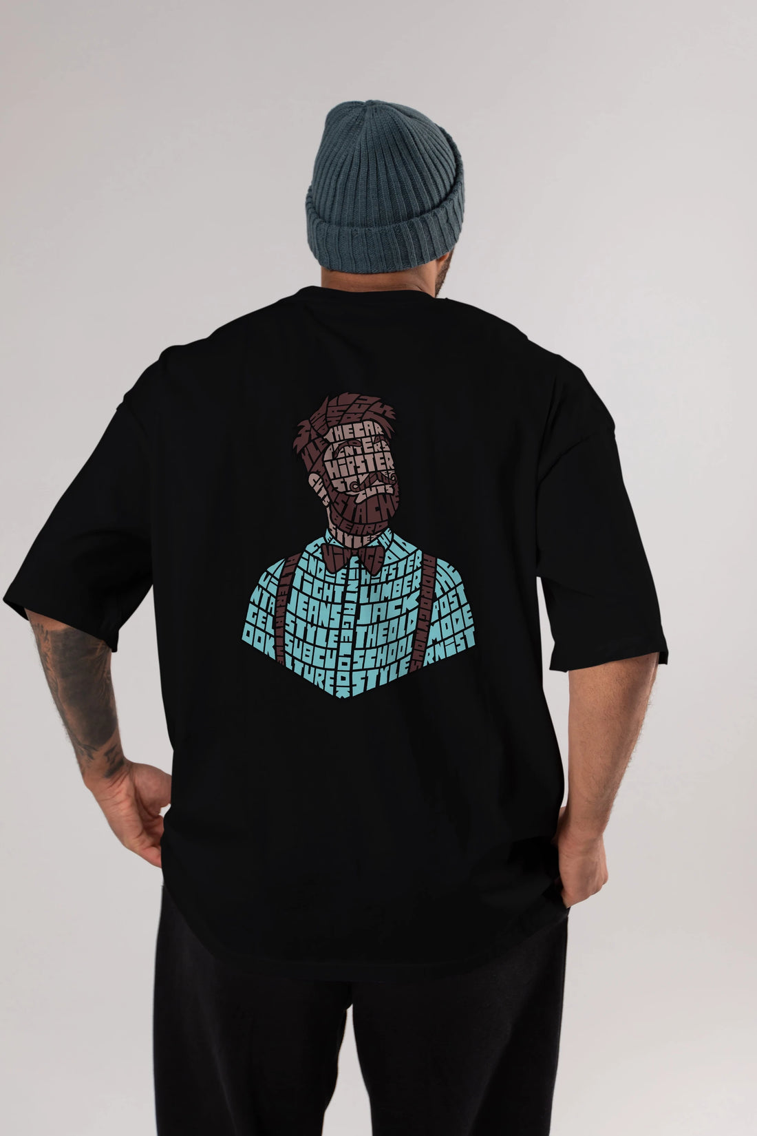 Hipster (2) Arka Baskılı Oversize t-shirt %100 pamuk Erkek Kadın Unisex