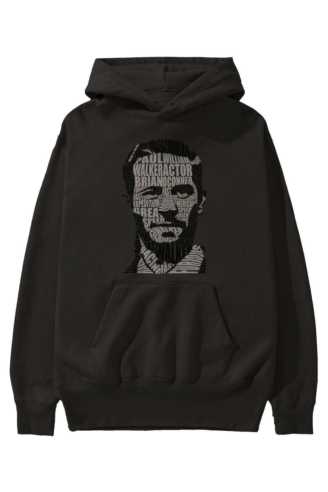 Paul Walker Calligram Ön Baskılı Hoodie Oversize Kapüşonlu Sweatshirt Erkek Kadın Unisex