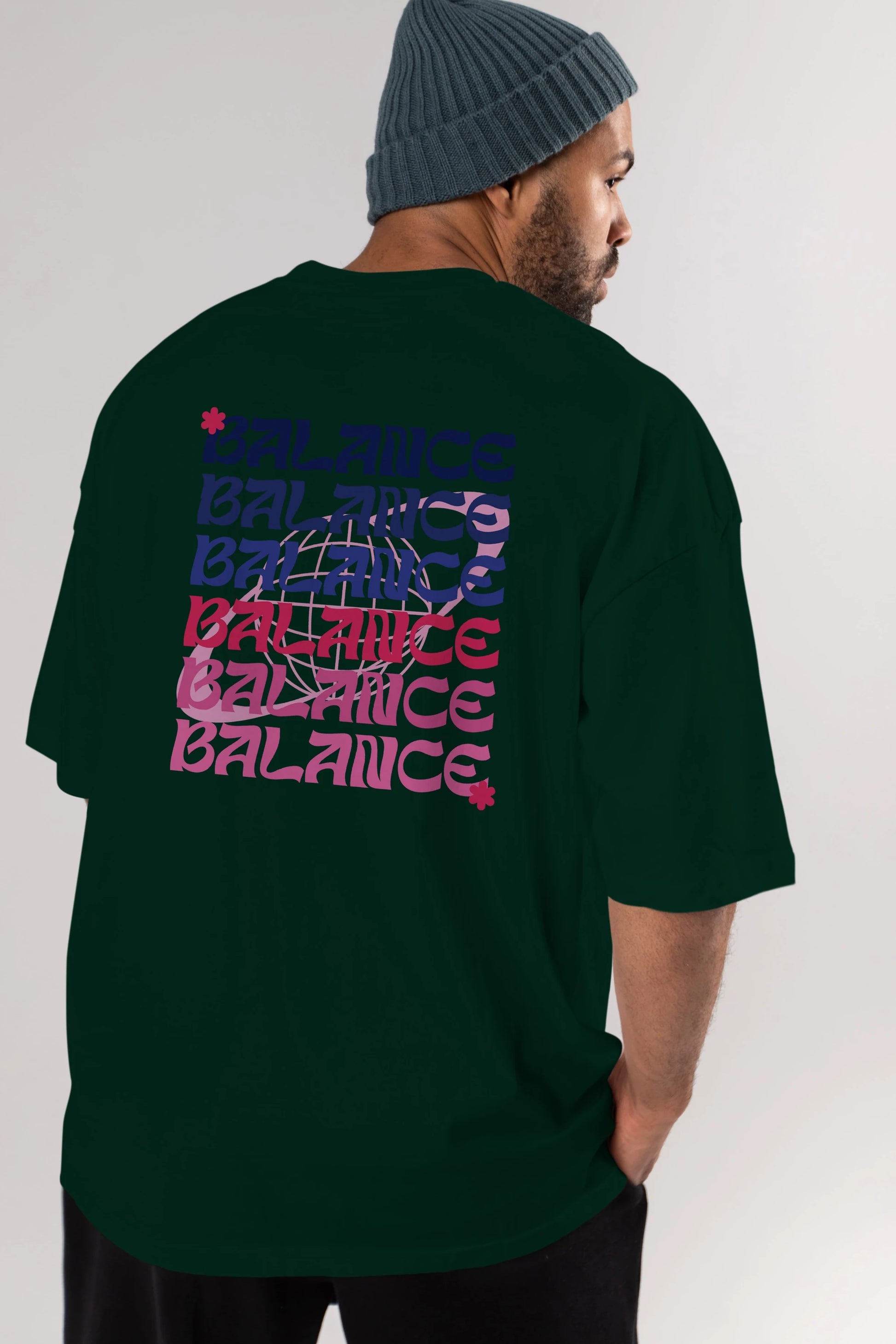Balance Yazılı Arka Baskılı Oversize t-shirt Erkek Kadın Unisex