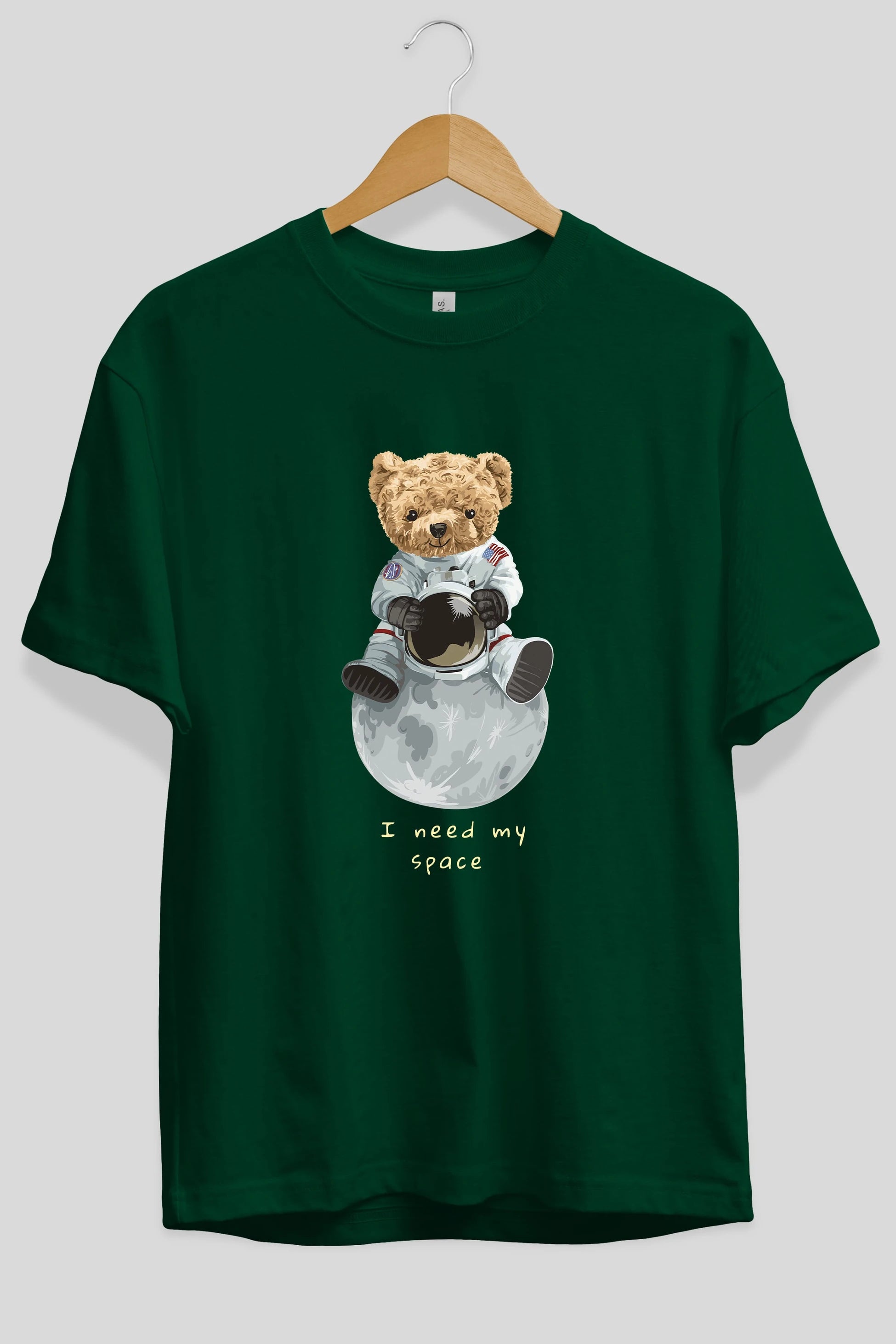 Teddy Bear I Need My Space Ön Baskılı Oversize t-shirt Erkek Kadın Unisex %100 Pamuk