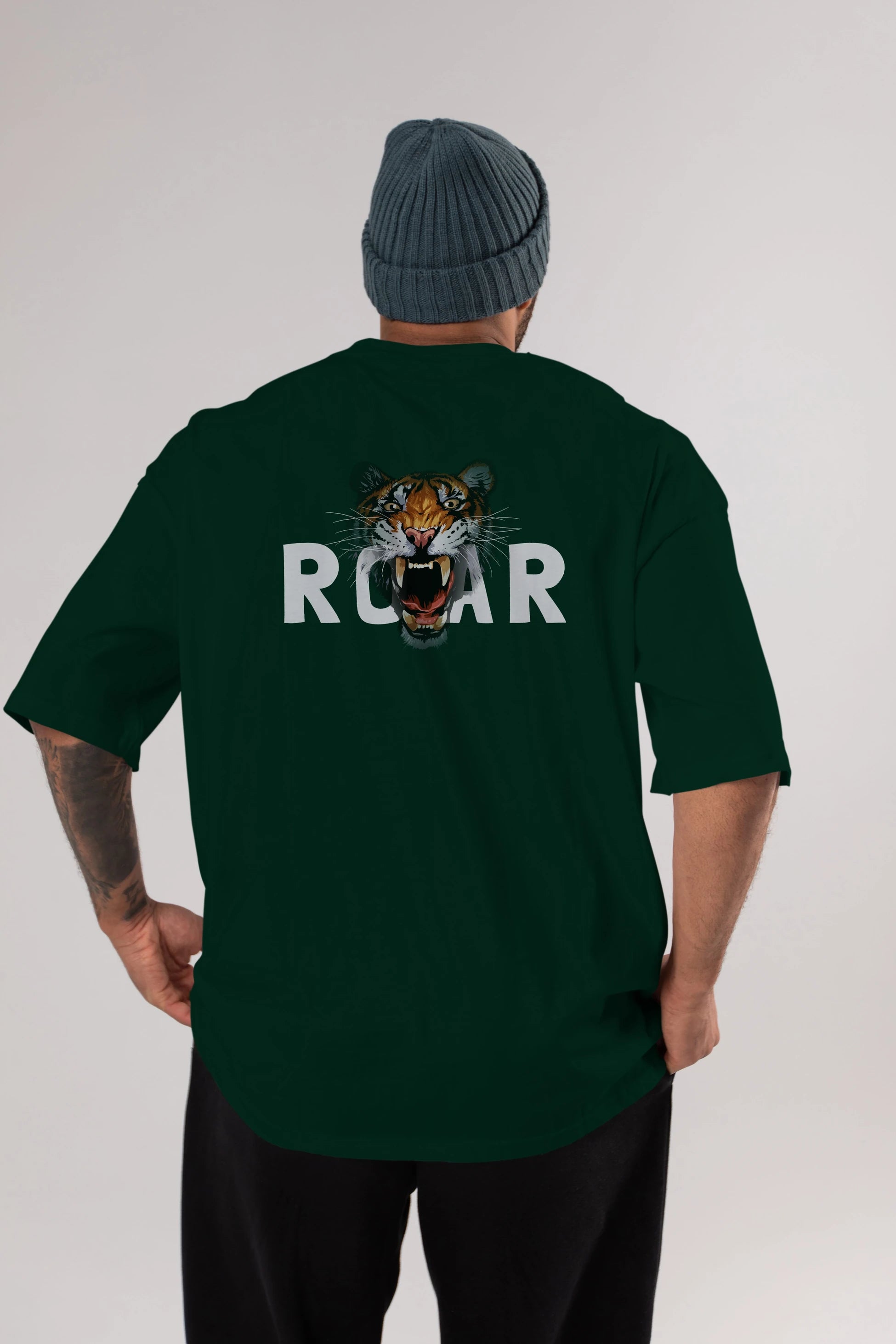 Teddy Bear Roar Arka Baskılı Oversize t-shirt Erkek Kadın Unisex %100 Pamuk