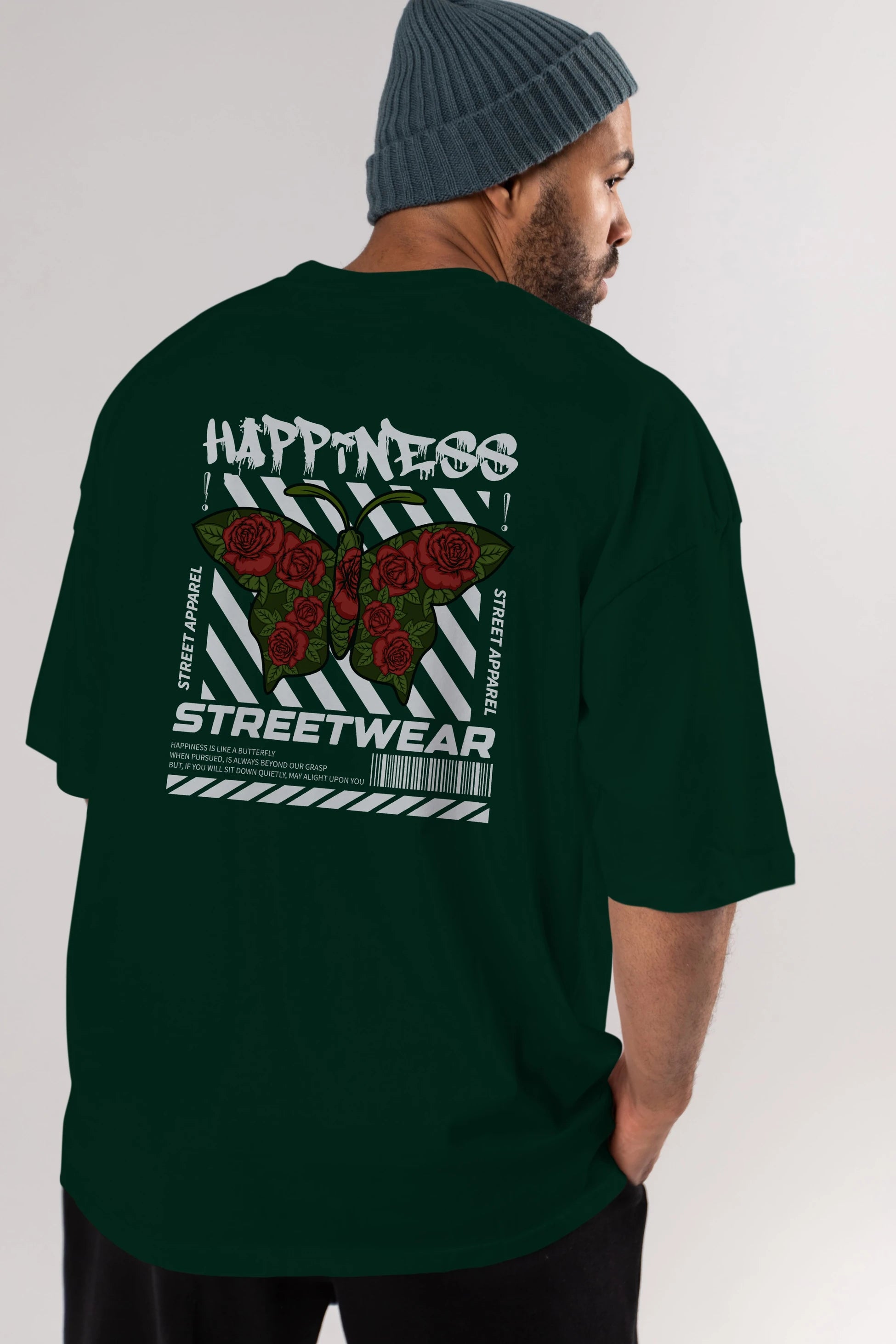 Happiness Streetwear Arka Baskılı Oversize t-shirt Erkek Kadın Unisex