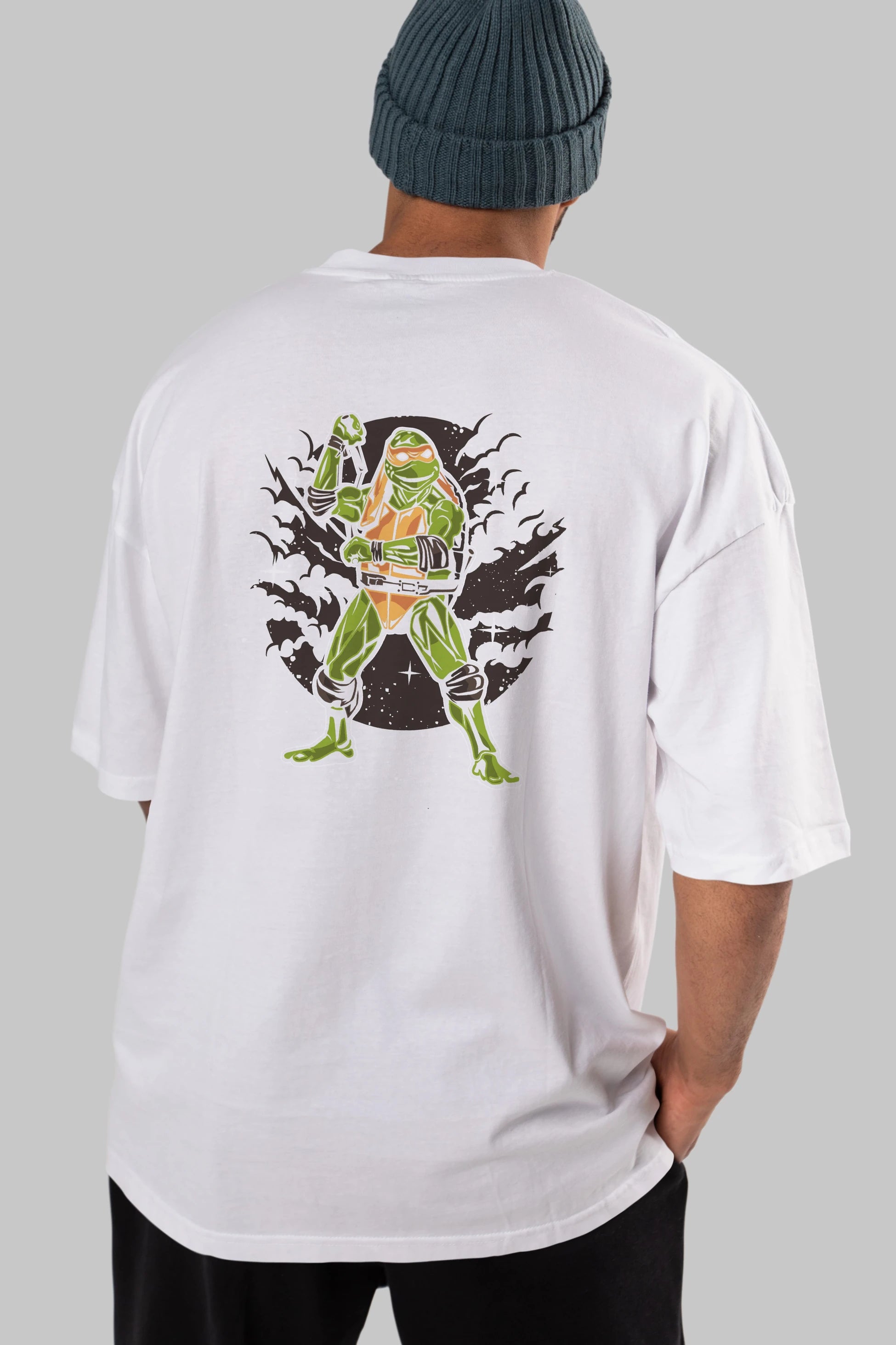 TURTLES Arka Baskılı Oversize t-shirt Erkek Kadın Unisex %100 Pamuk