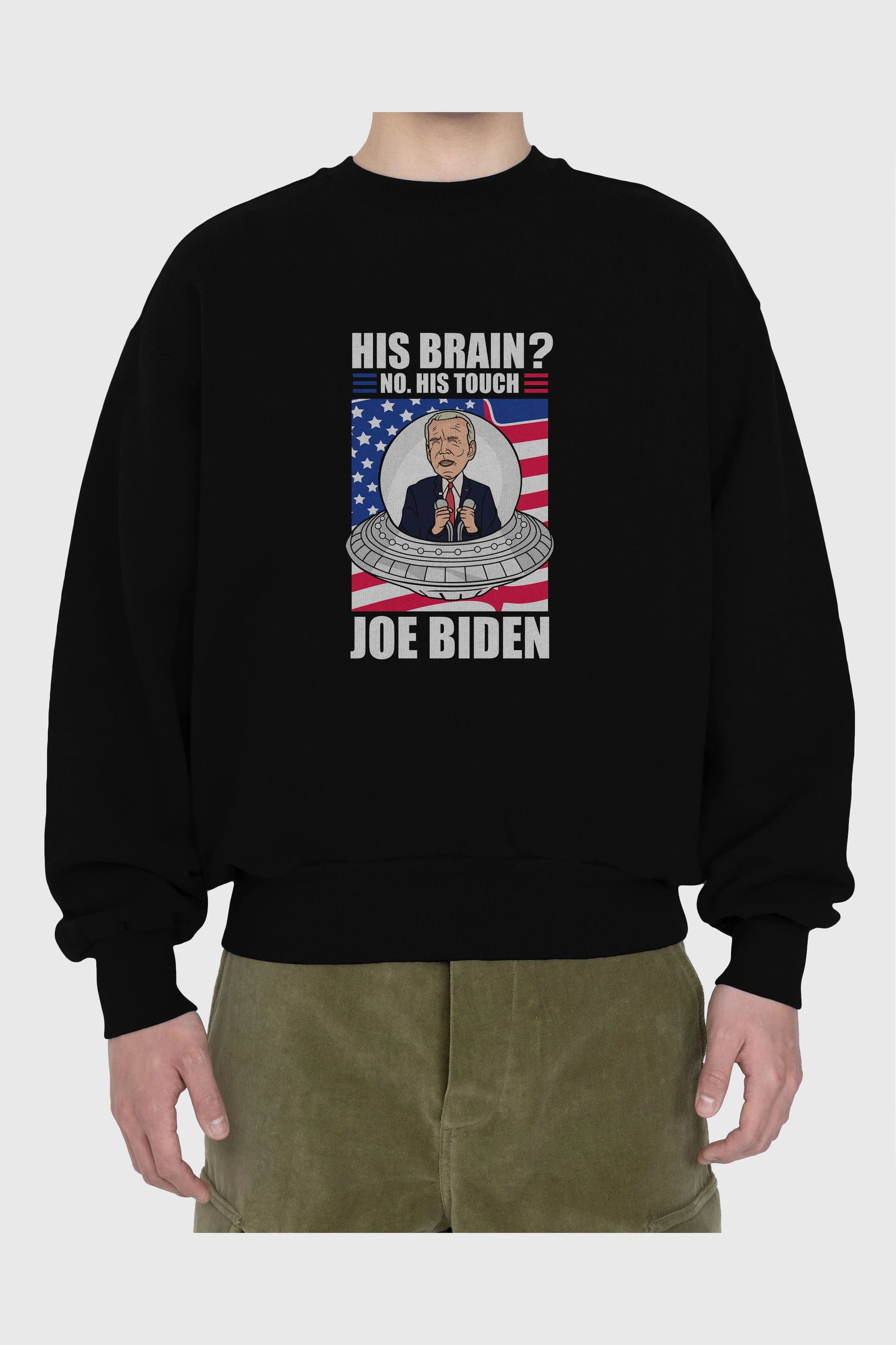 Alien Biden Ön Baskılı Oversize Sweatshirt Erkek Kadın Unisex