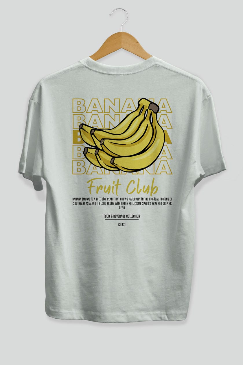 Banana Arka Baskılı Oversize t-shirt Erkek Kadın Pamuk Bisiklet Yaka tişort