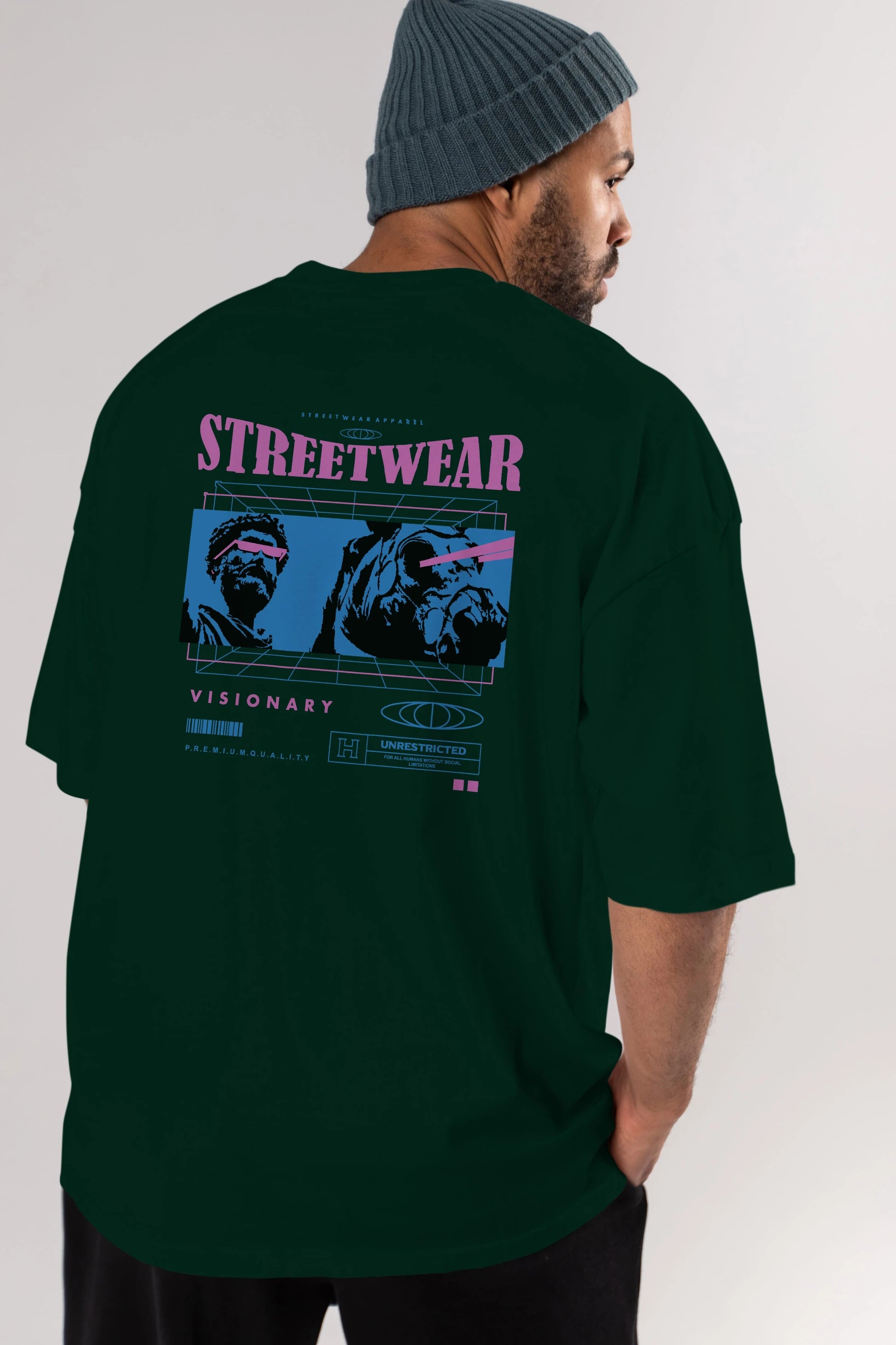 Streetwear Visionary Arka Baskılı Oversize t-shirt Erkek Kadın Unisex