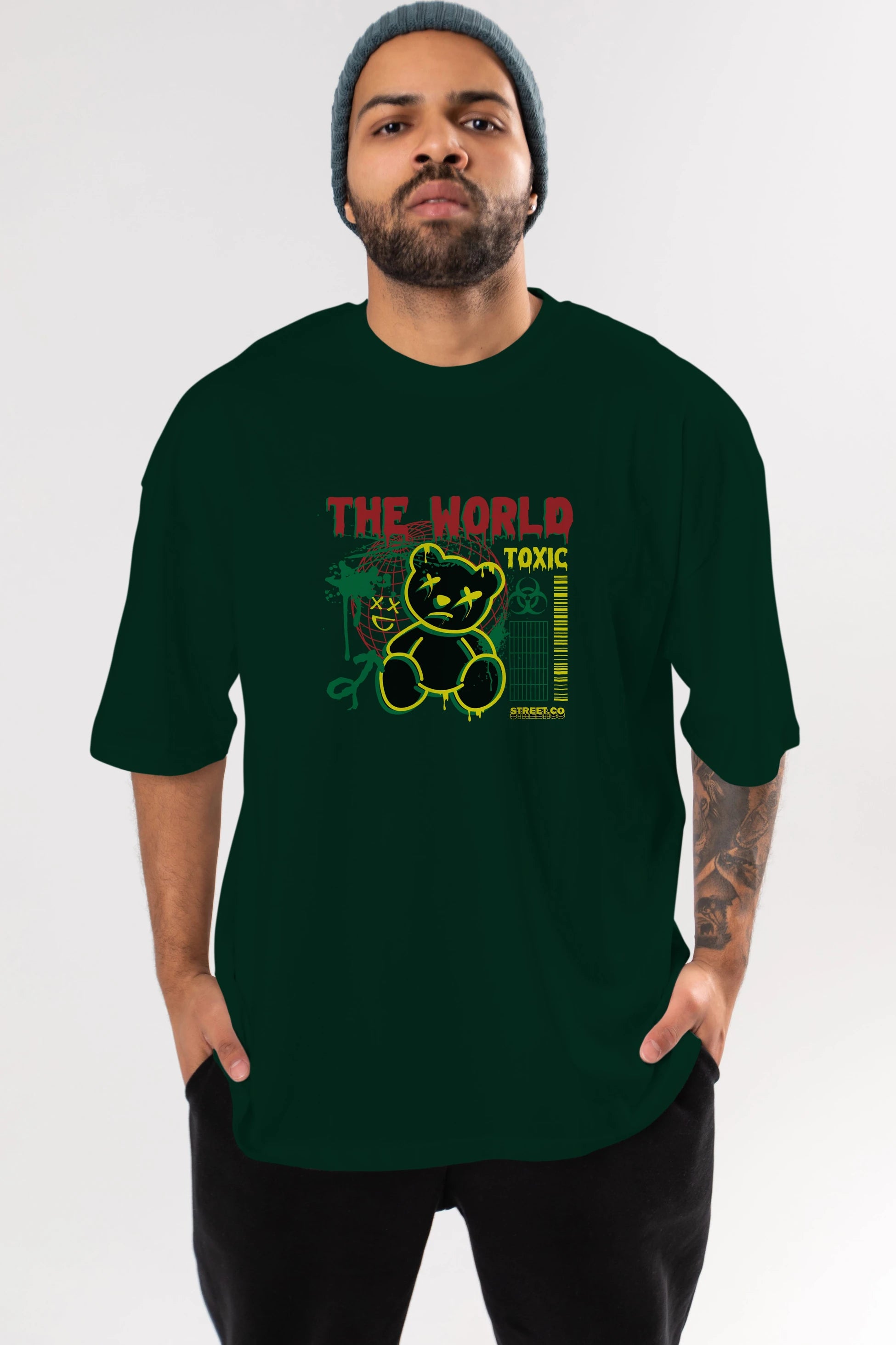 The World Toxic Bear Ön Baskılı Oversize t-shirt Erkek Kadın Unisex