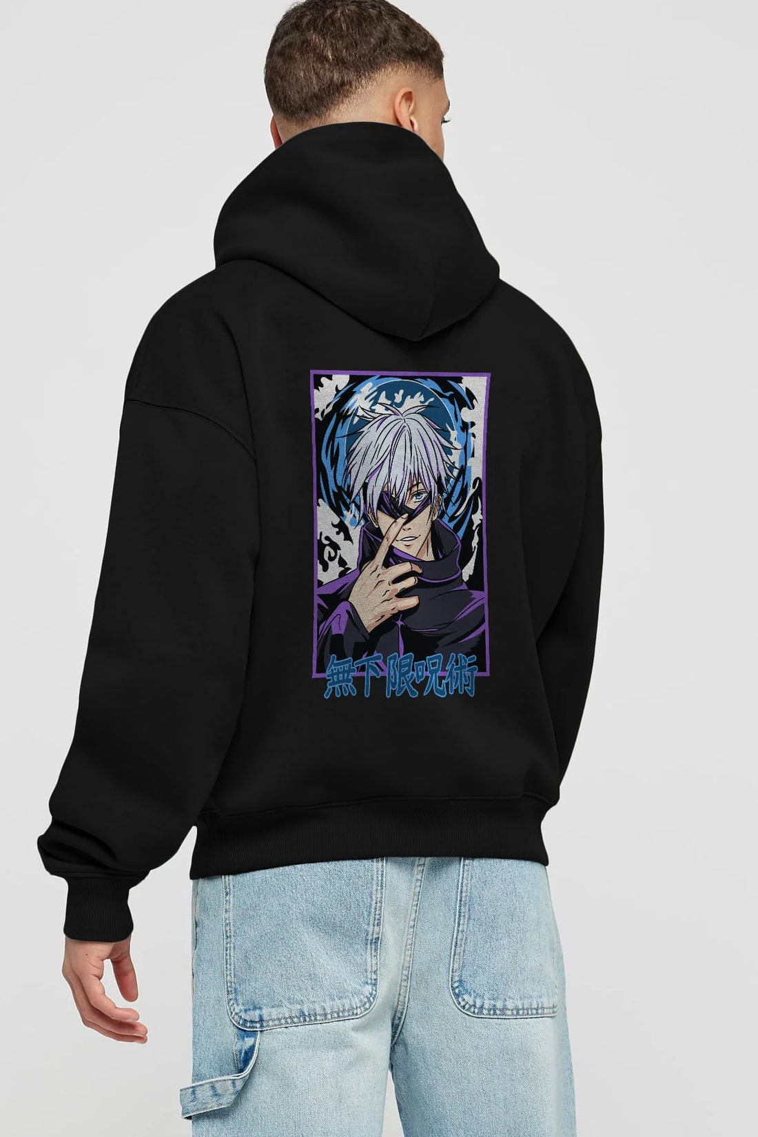 SATORU GOJO 3 Anime Arka Baskılı Hoodie Oversize Kapüşonlu Sweatshirt Erkek Kadın Unisex