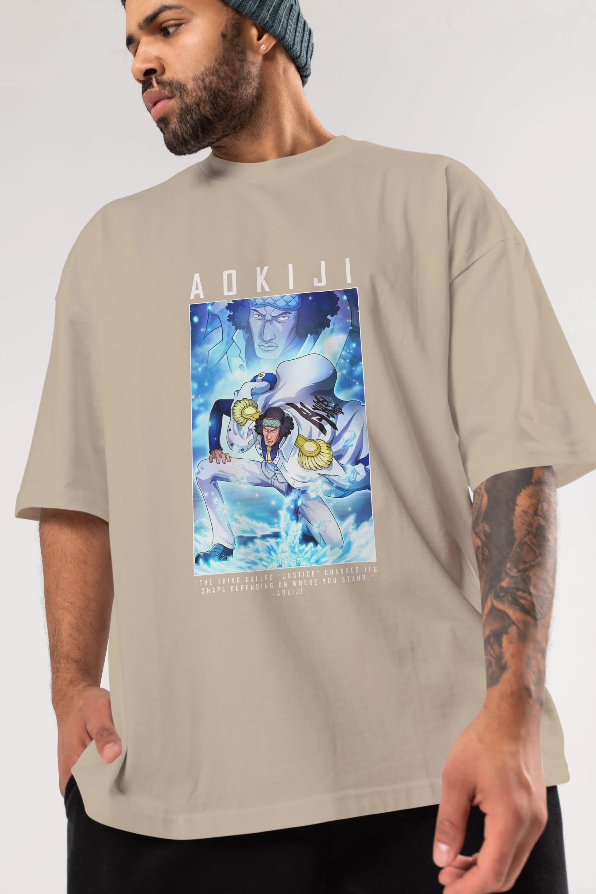Kuzan Anime Ön Baskılı Oversize t-shirt Erkek Kadın Unisex