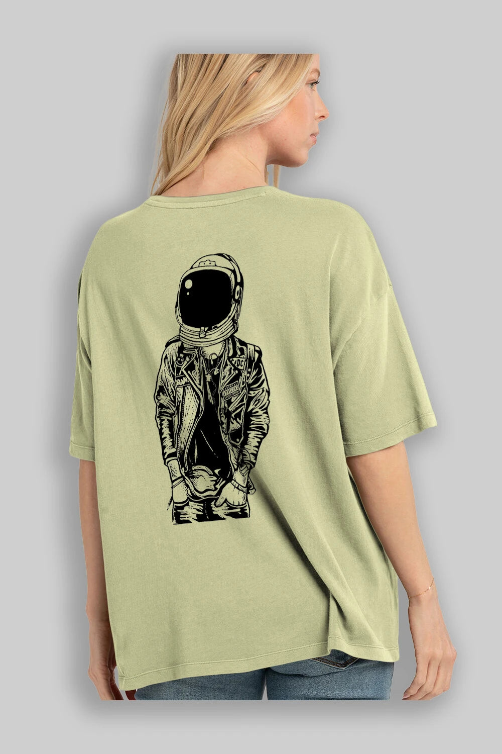 Astronaut Punkster Arka Baskılı Oversize t-shirt Erkek Kadın Unisex %100 Pamuk