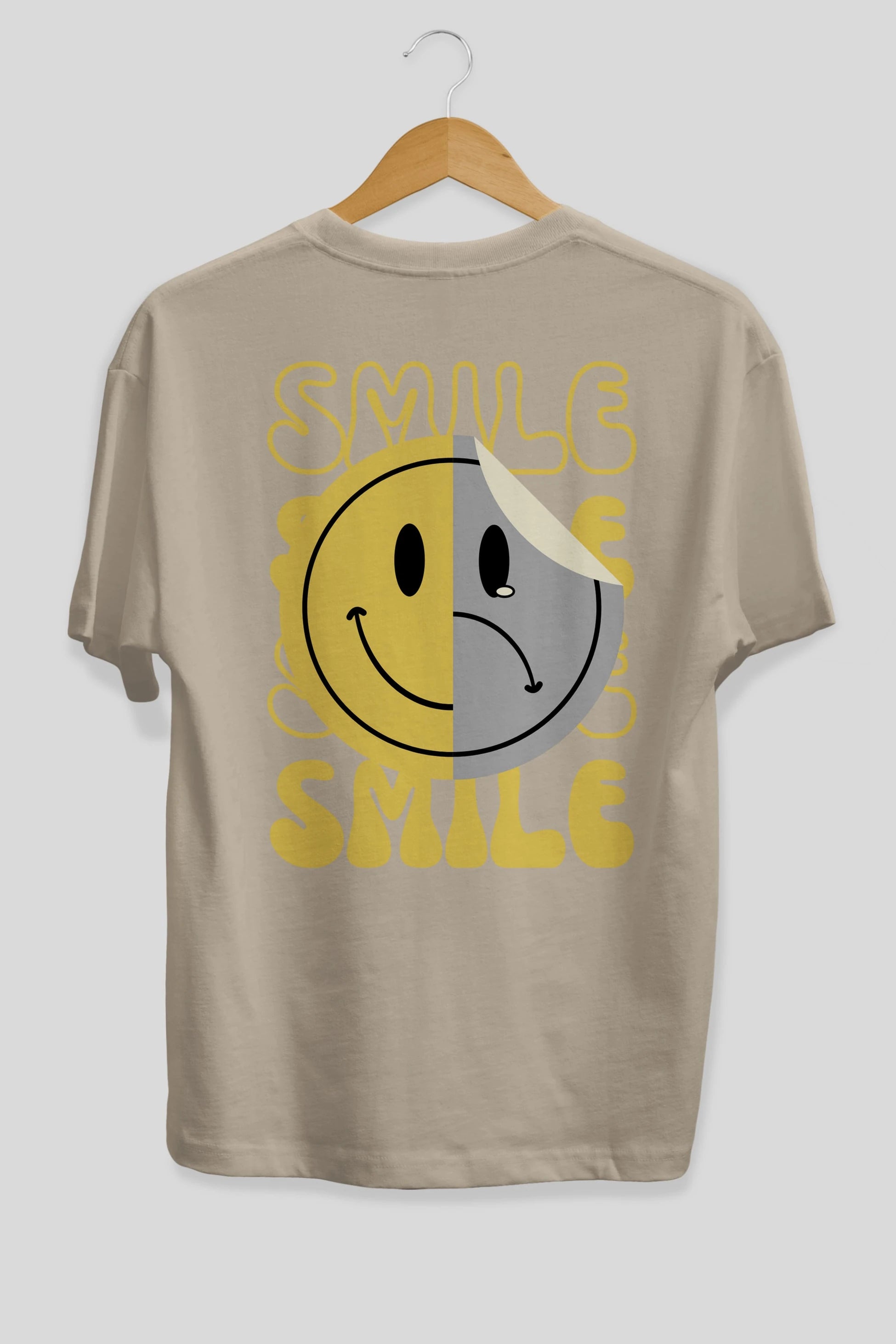 Smile Yazılı Arka Baskılı Oversize t-shirt Erkek Kadın Unisex