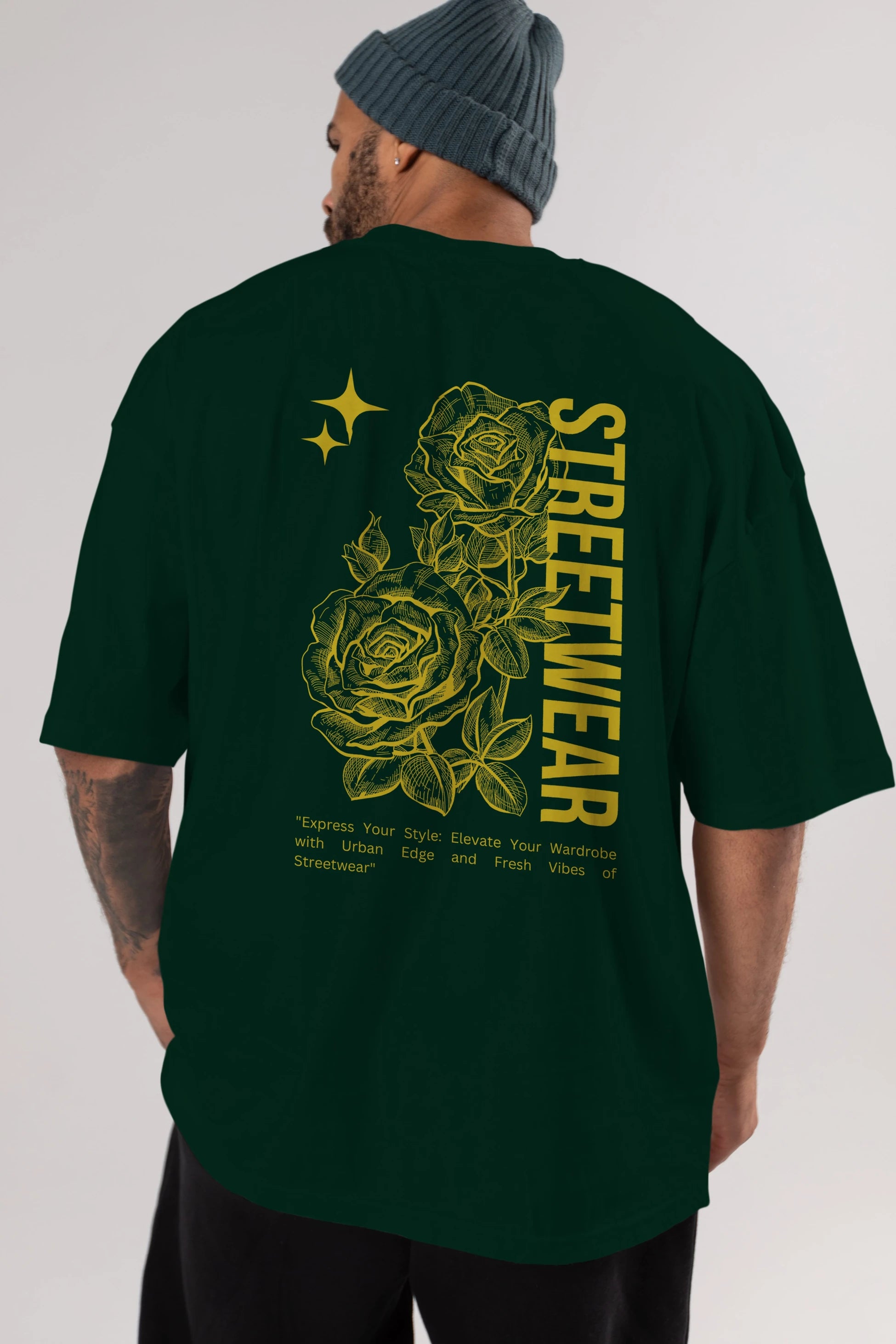 Minimalist Streetwear Arka Baskılı Oversize t-shirt Erkek Kadın Unisex