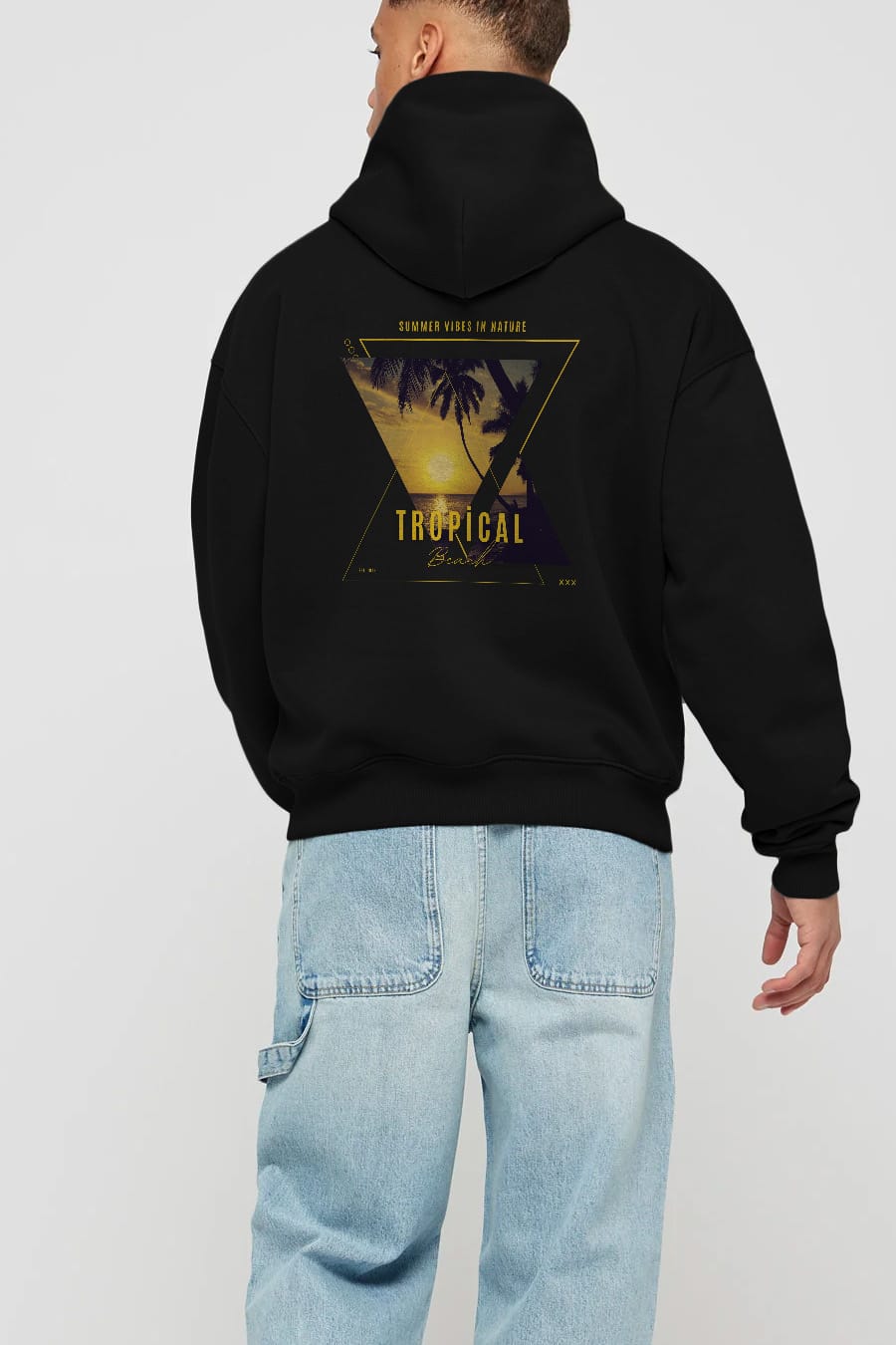 Summer Vibes Yazılı Arka Baskılı Oversize Hoodie Kapüşonlu Sweatshirt Erkek Kadın Unisex
