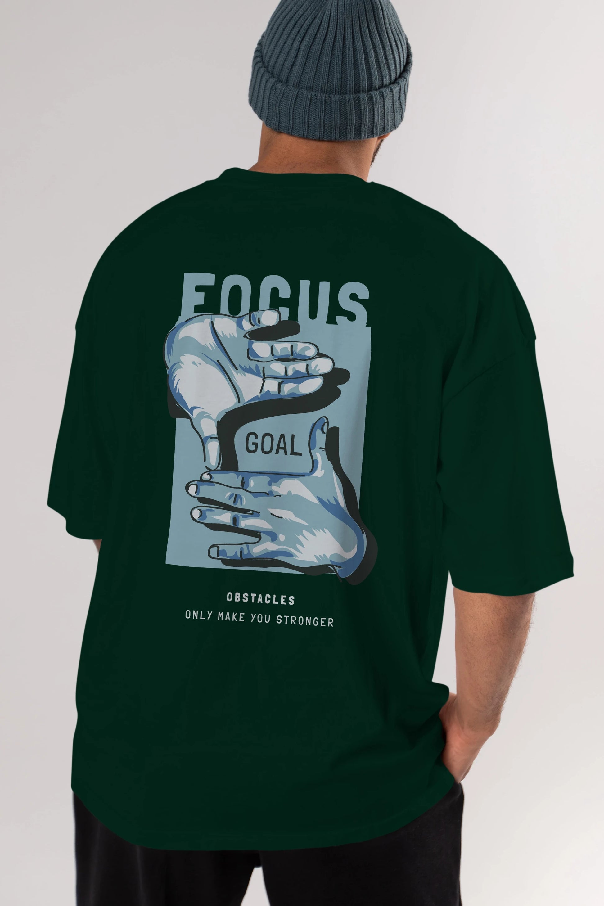 Focus Goal Arka Baskılı Oversize t-shirt Erkek Kadın Unisex