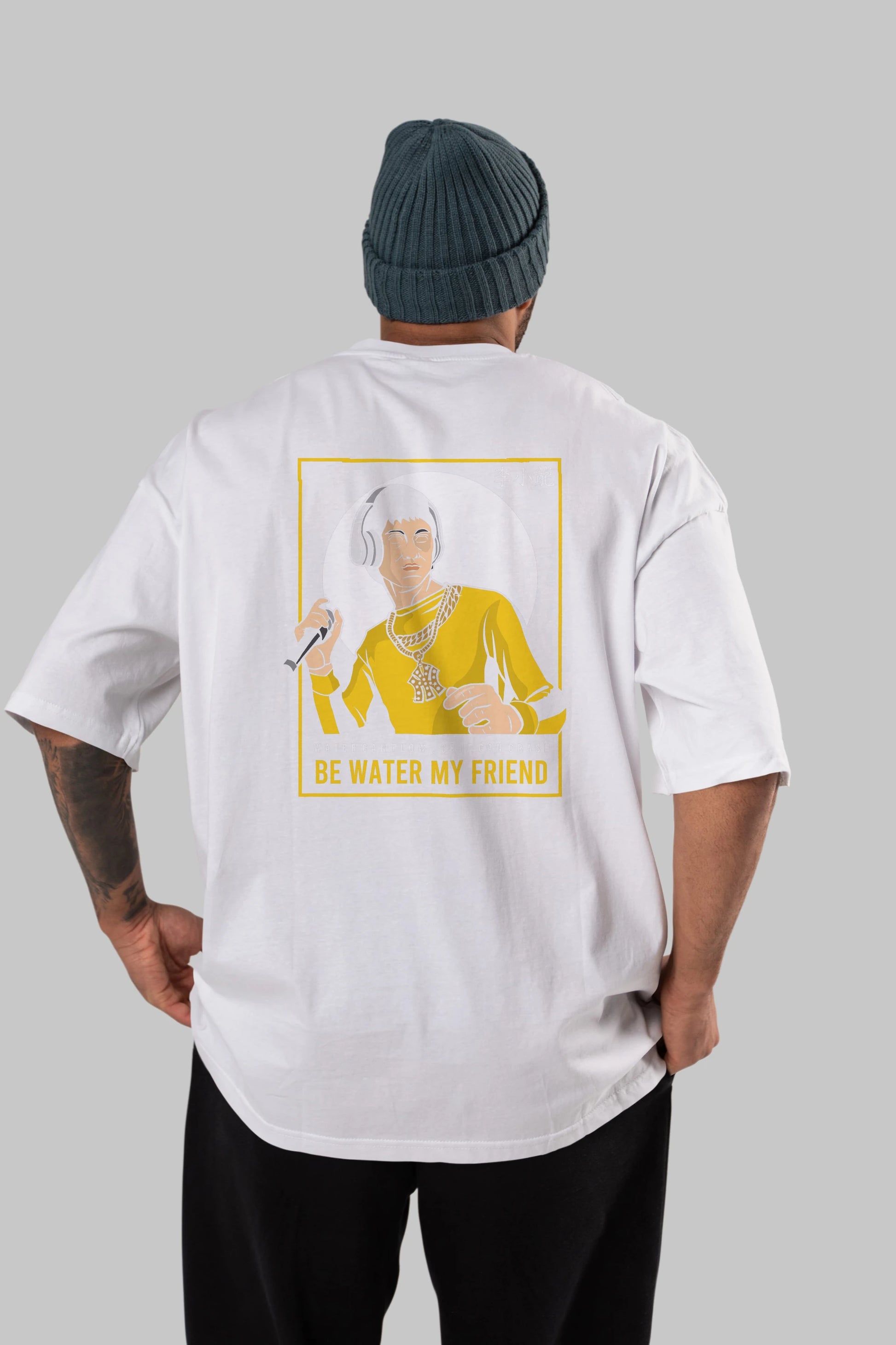 Bruce Lee Rapper Arka Baskılı Oversize t-shirt Erkek Kadın Unisex %100 Pamuk tişort