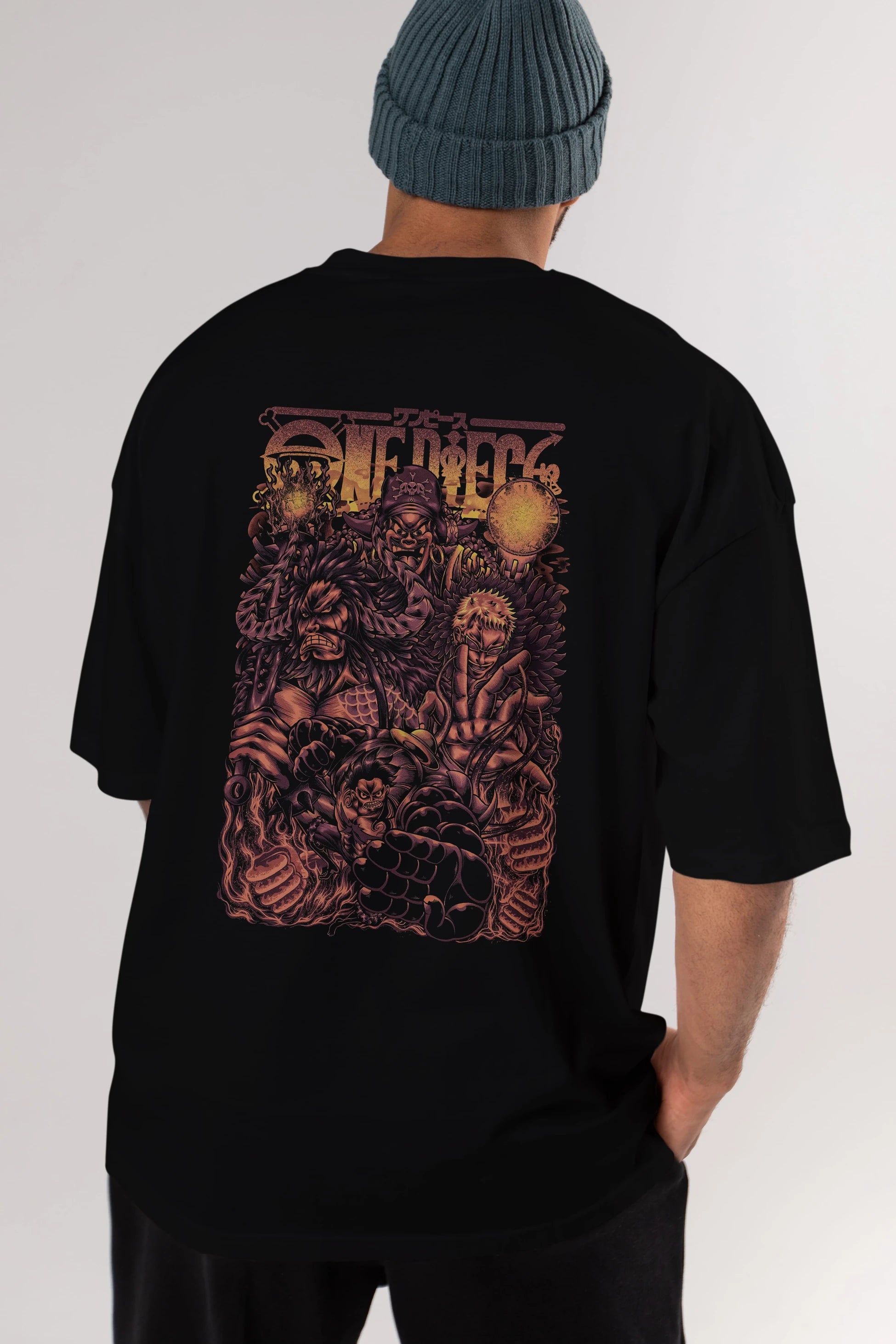 ONE PIECE Anime Arka Baskılı Oversize t-shirt Erkek Kadın Unisex