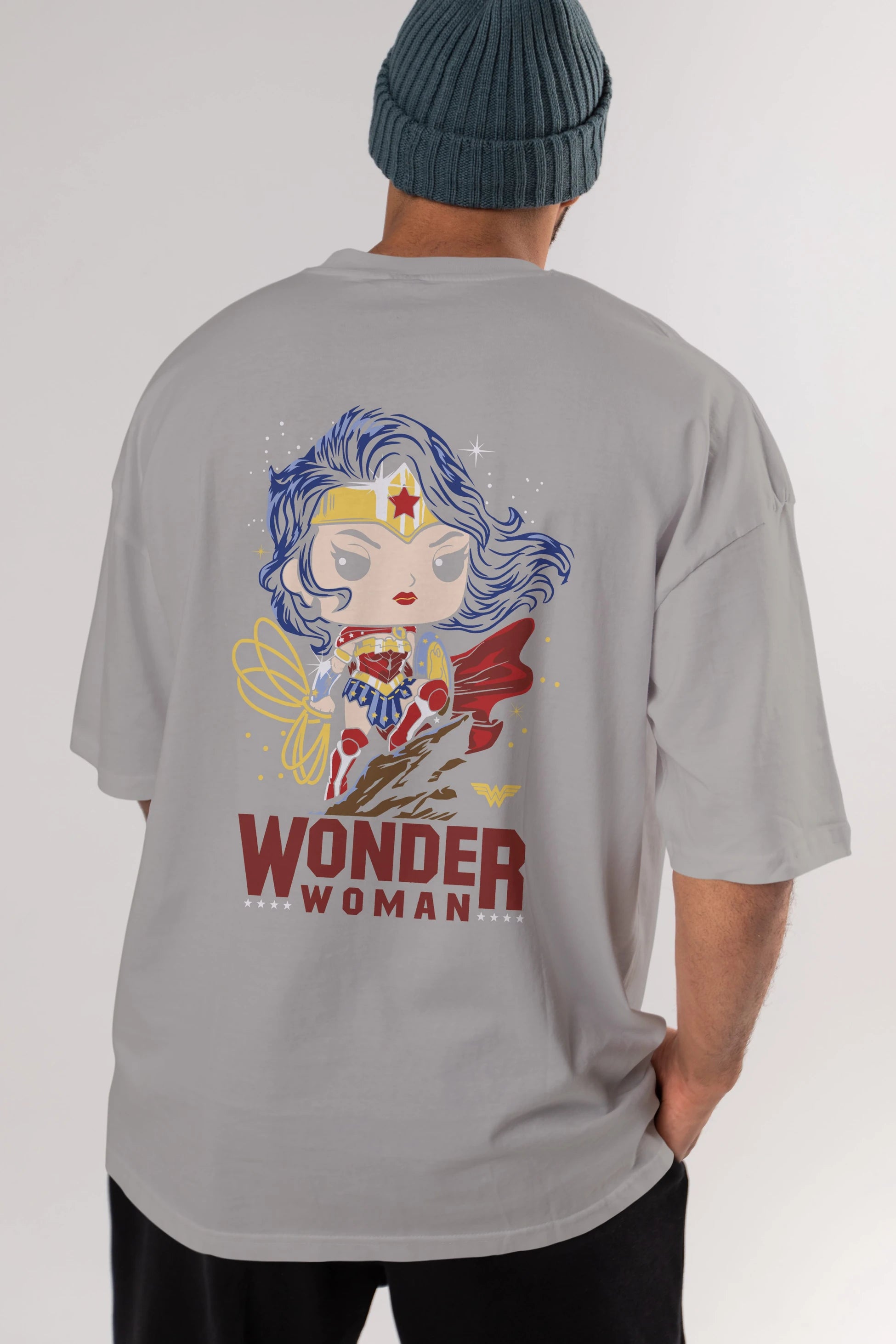 Wonder Woman (2) Arka Baskılı Oversize t-shirt Erkek Kadın Unisex %100 Pamuk Bisiklet Yaka tişort
