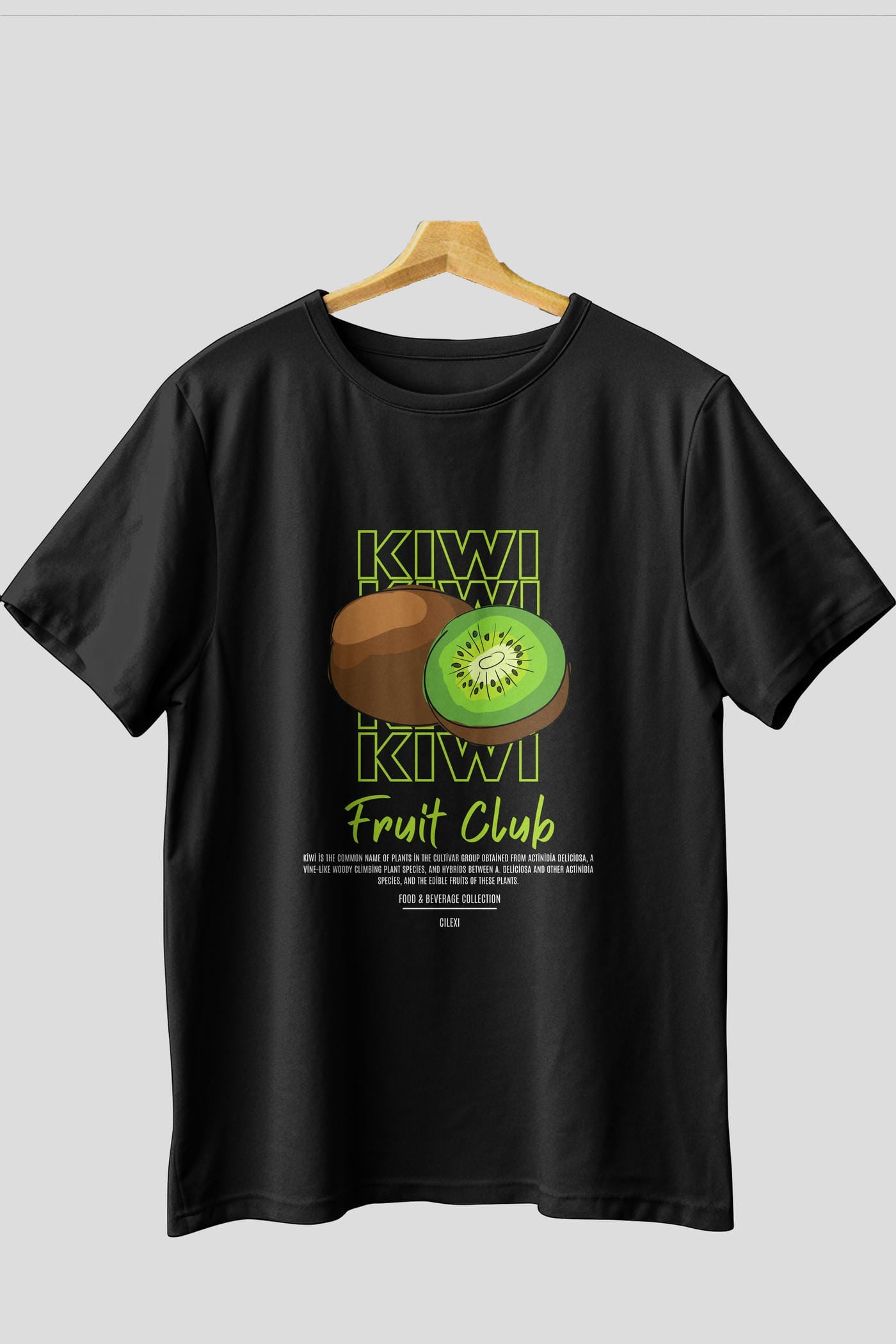 Kiwi Ön Baskılı Oversize t-shirt Erkek Kadın Pamuk Bisiklet Yaka tişort