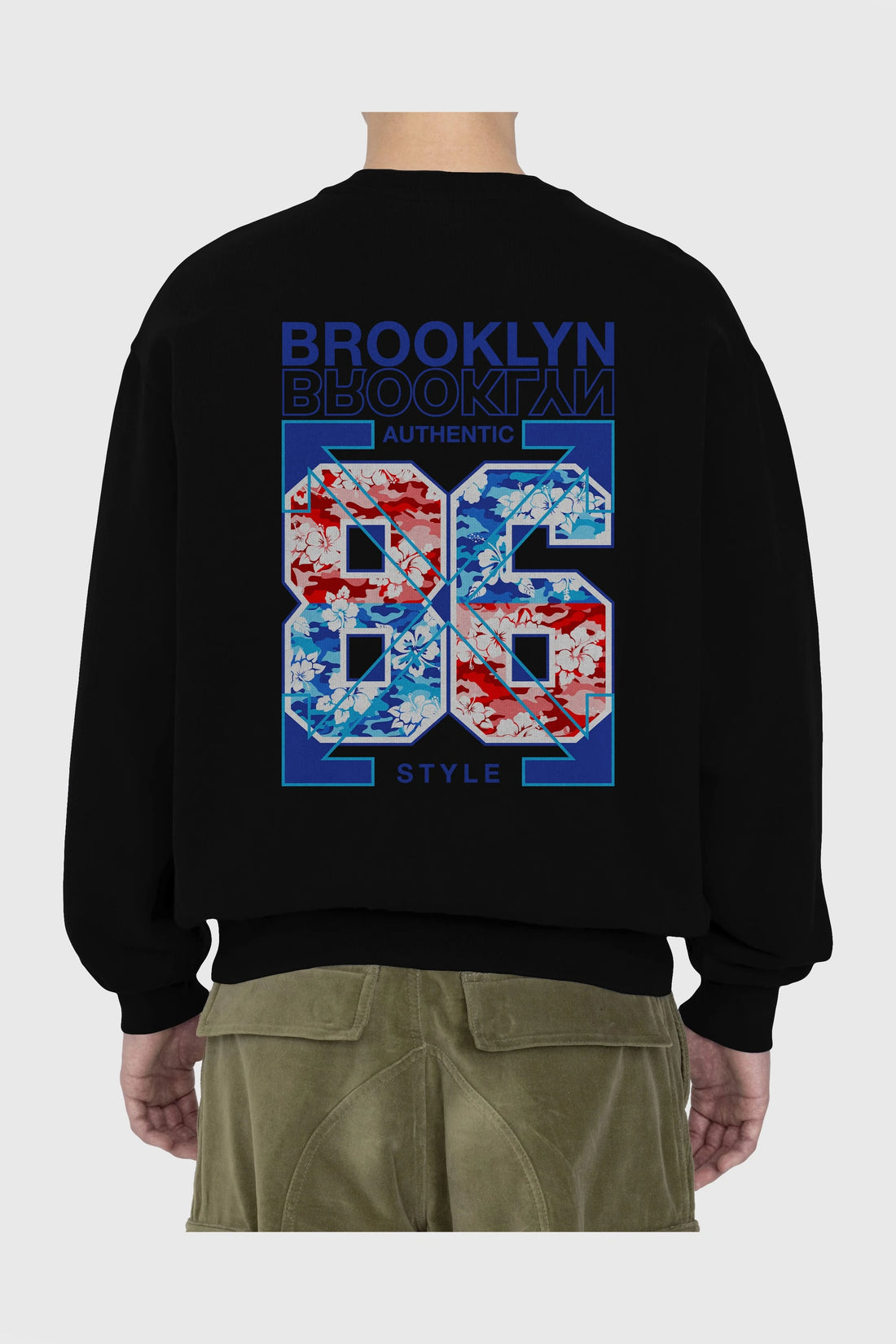Brooklyn 86 Style Arka Baskılı Oversize Sweatshirt Erkek Kadın Unisex