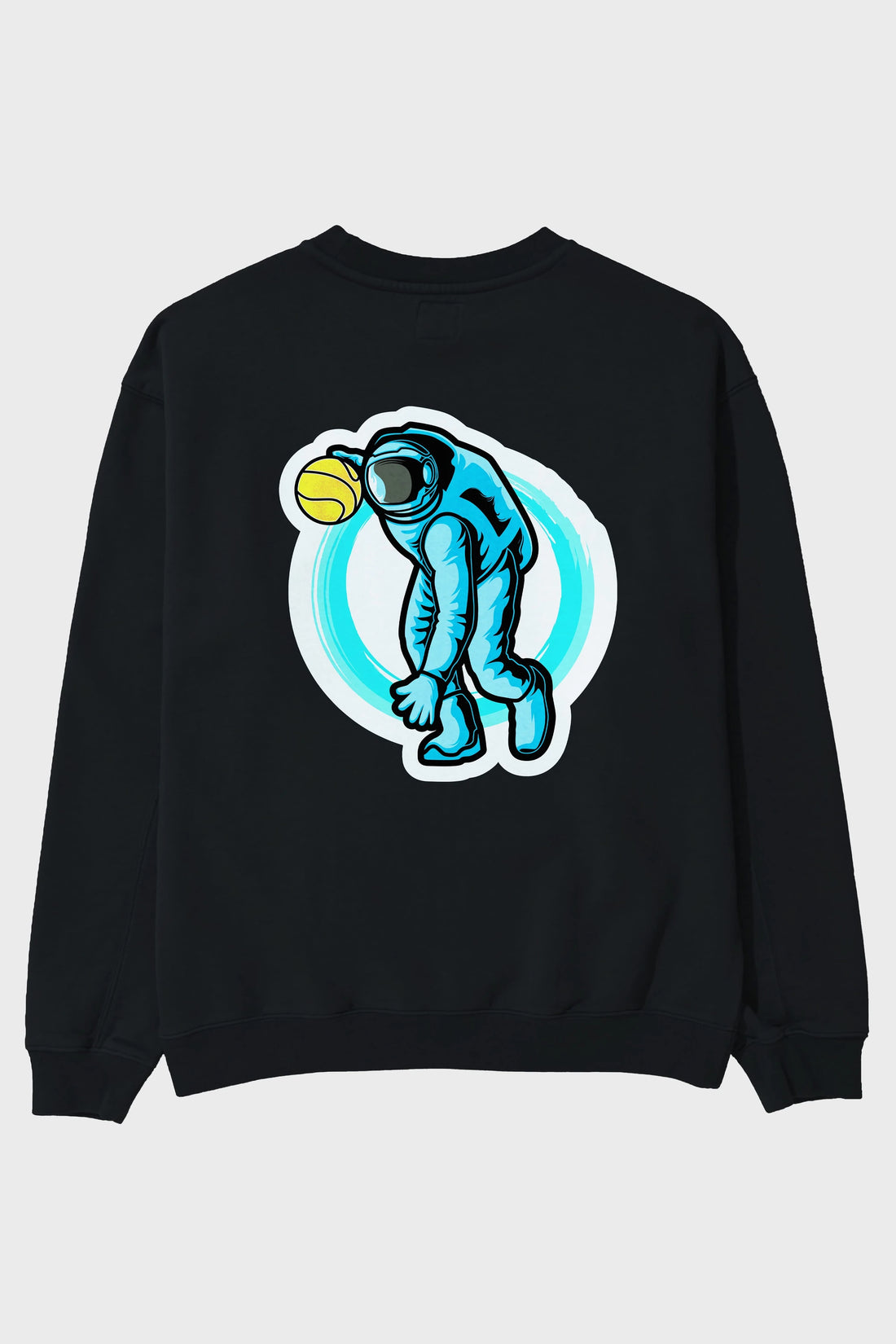 Astronaut Dribble Sticker Arka Baskılı Oversize Sweatshirt Erkek Kadın Unisex