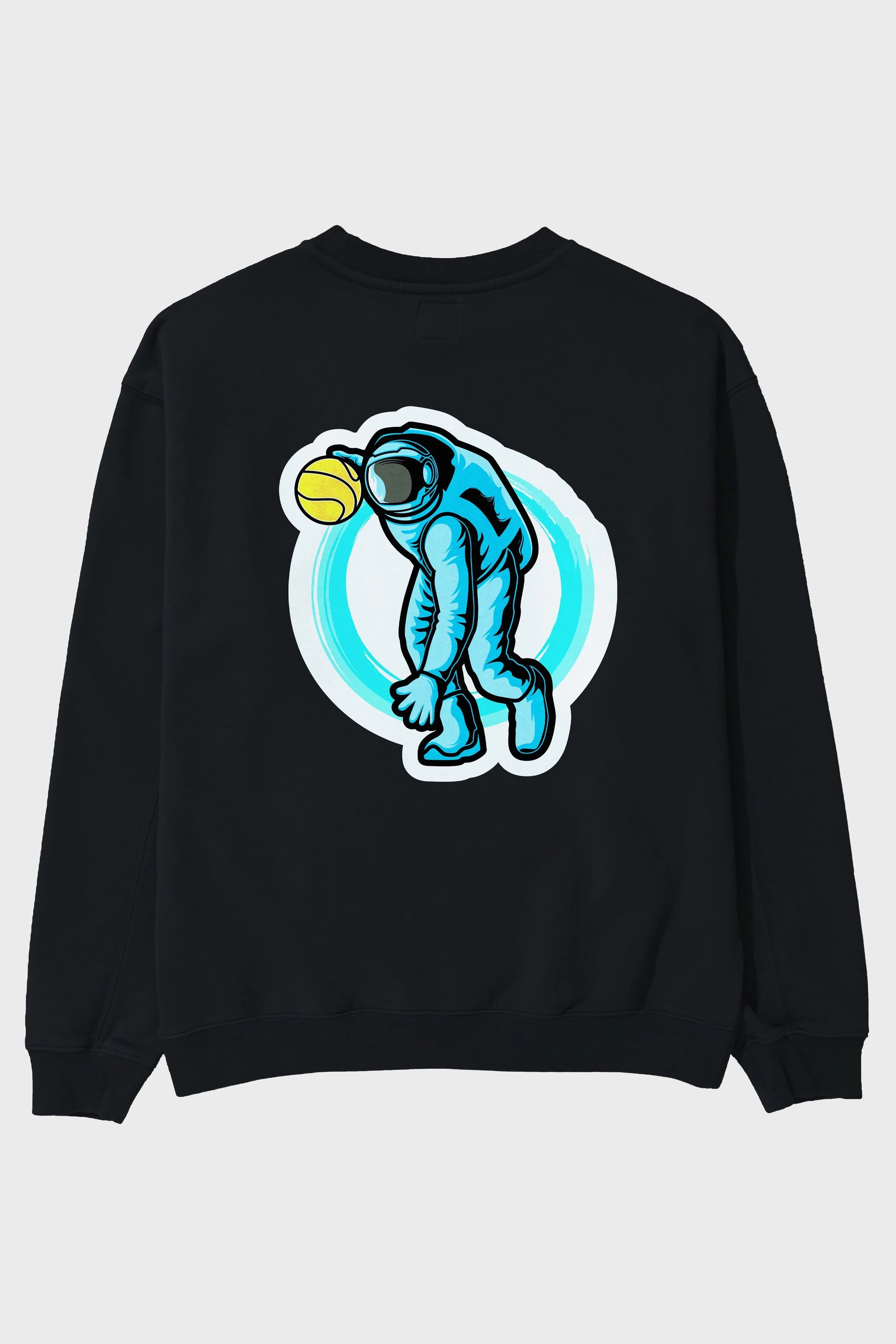 Astronaut Dribble Sticker Arka Baskılı Oversize Sweatshirt Erkek Kadın Unisex